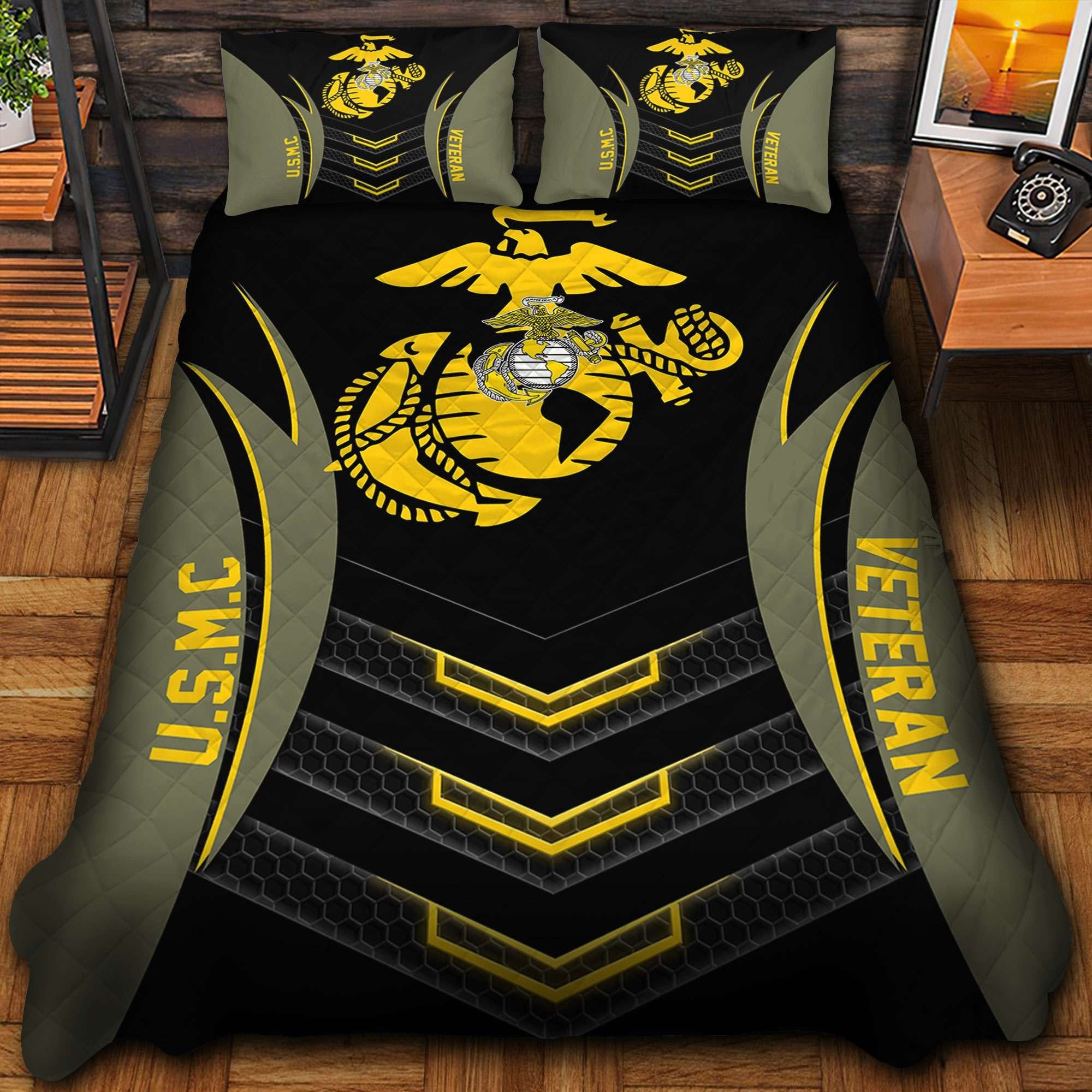 Premium US Veterans Bedding Set, Gifts For Veterans Day, Gifts For Dad, Gifts For Husband APHN210813