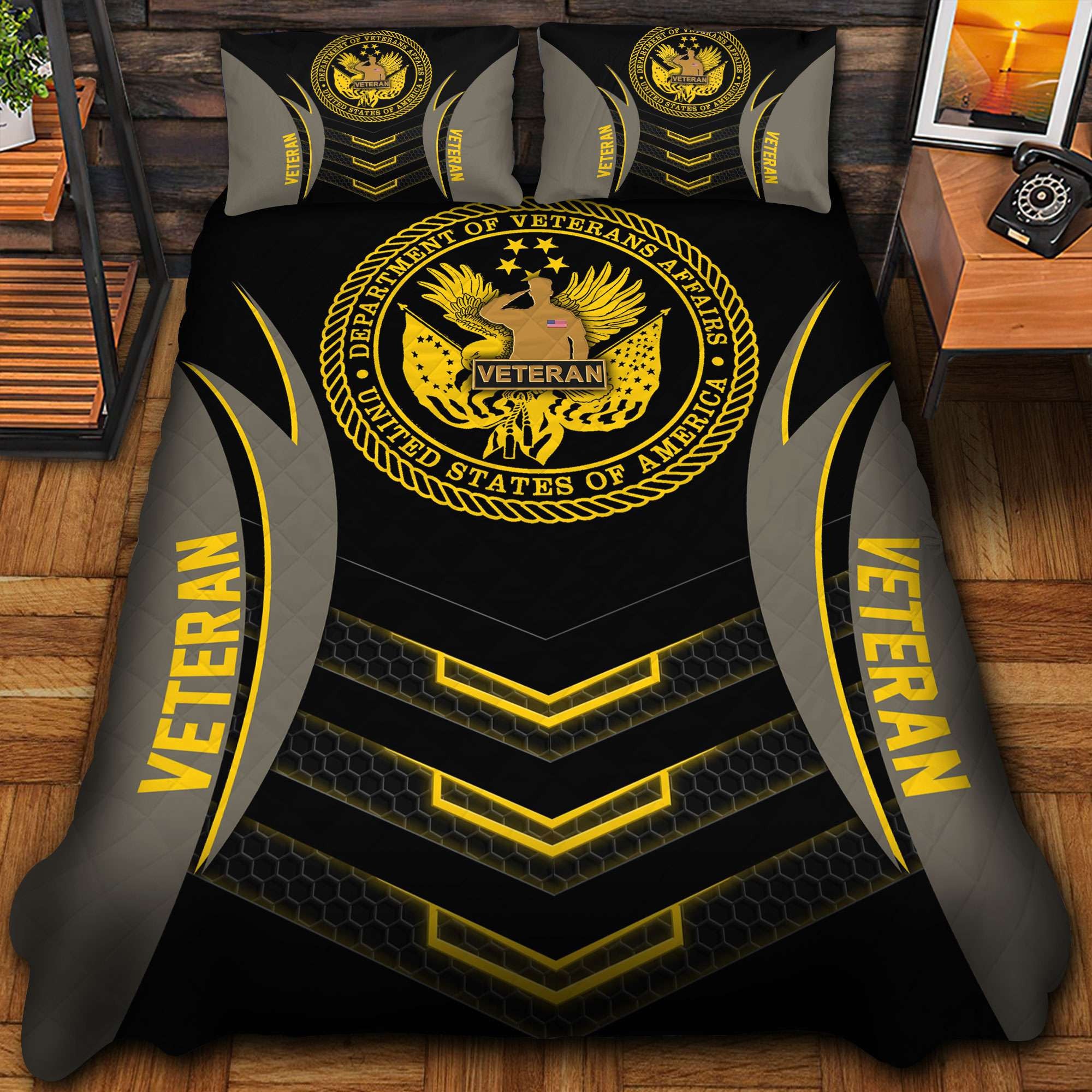 Premium US Veterans Bedding Set, Gifts For Veterans Day, Gifts For Dad, Gifts For Husband APHN210813