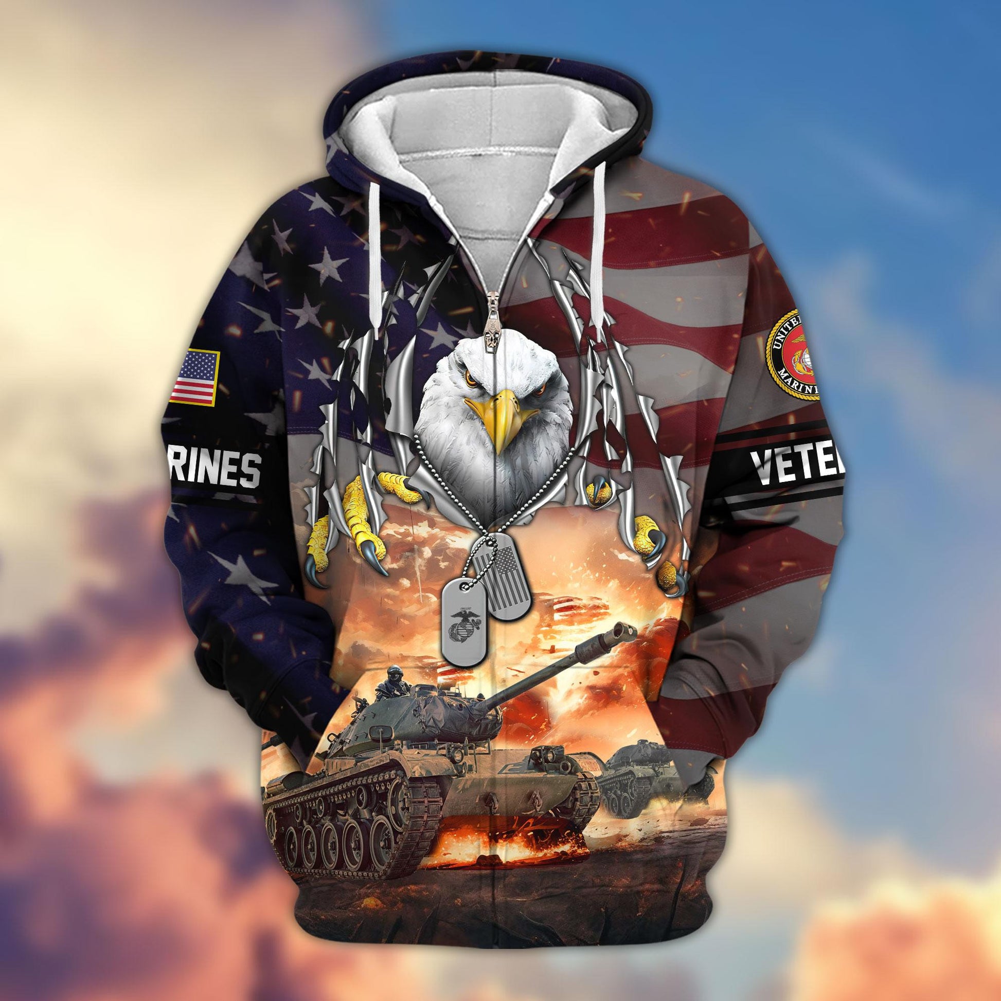 Premium US Veterans Zip Hoodie APHN280815, Gifts For Veterans Day, Gifts For US Veterans