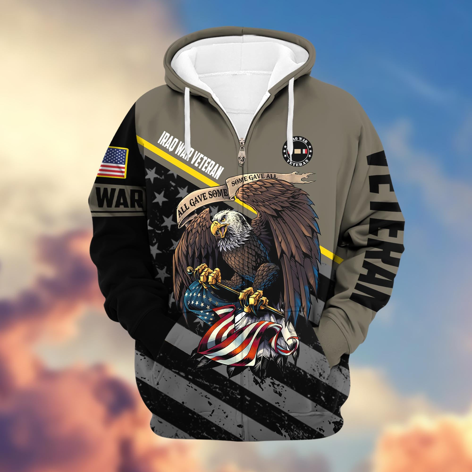 Premium Iraq War Veteran Zip Hoodie VPVC603703, Gifts For US Veterans