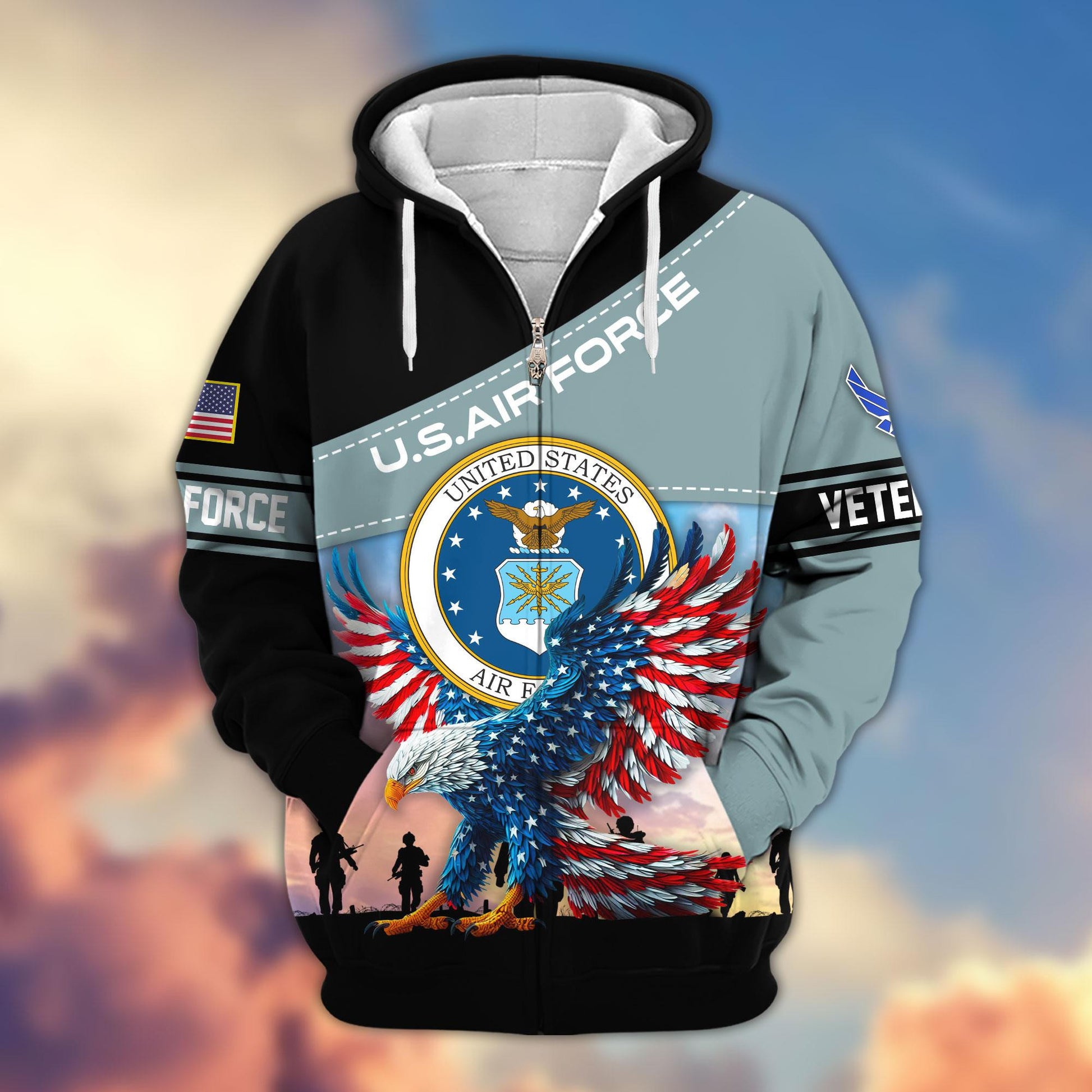 Premium US Veterans Zip Hoodie APHN220813, Gifts For Veterans Day, Gifts For US Veterans