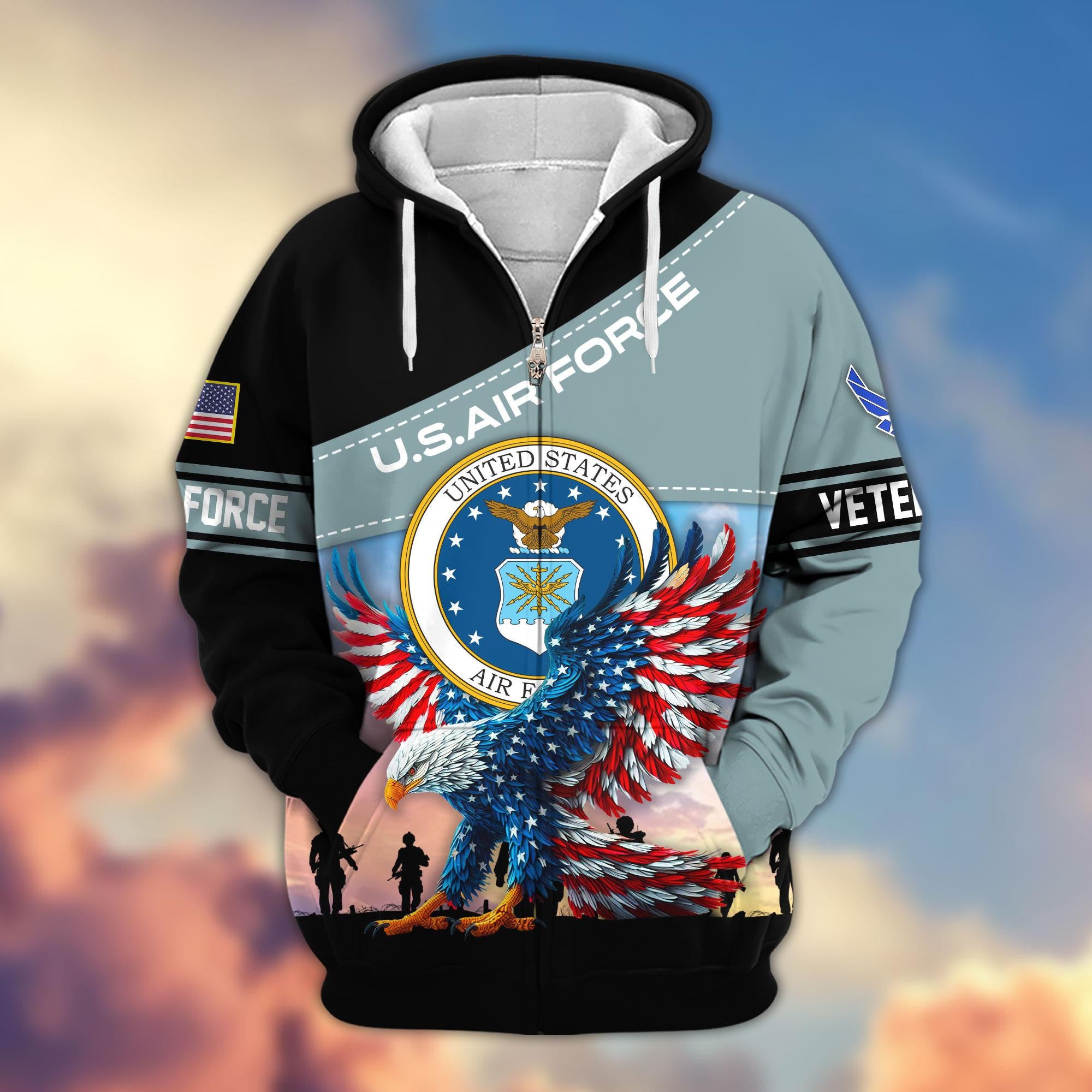 Premium US Veterans Zip Hoodie APHN220813, Gifts For Veterans Day, Gifts For US Veterans