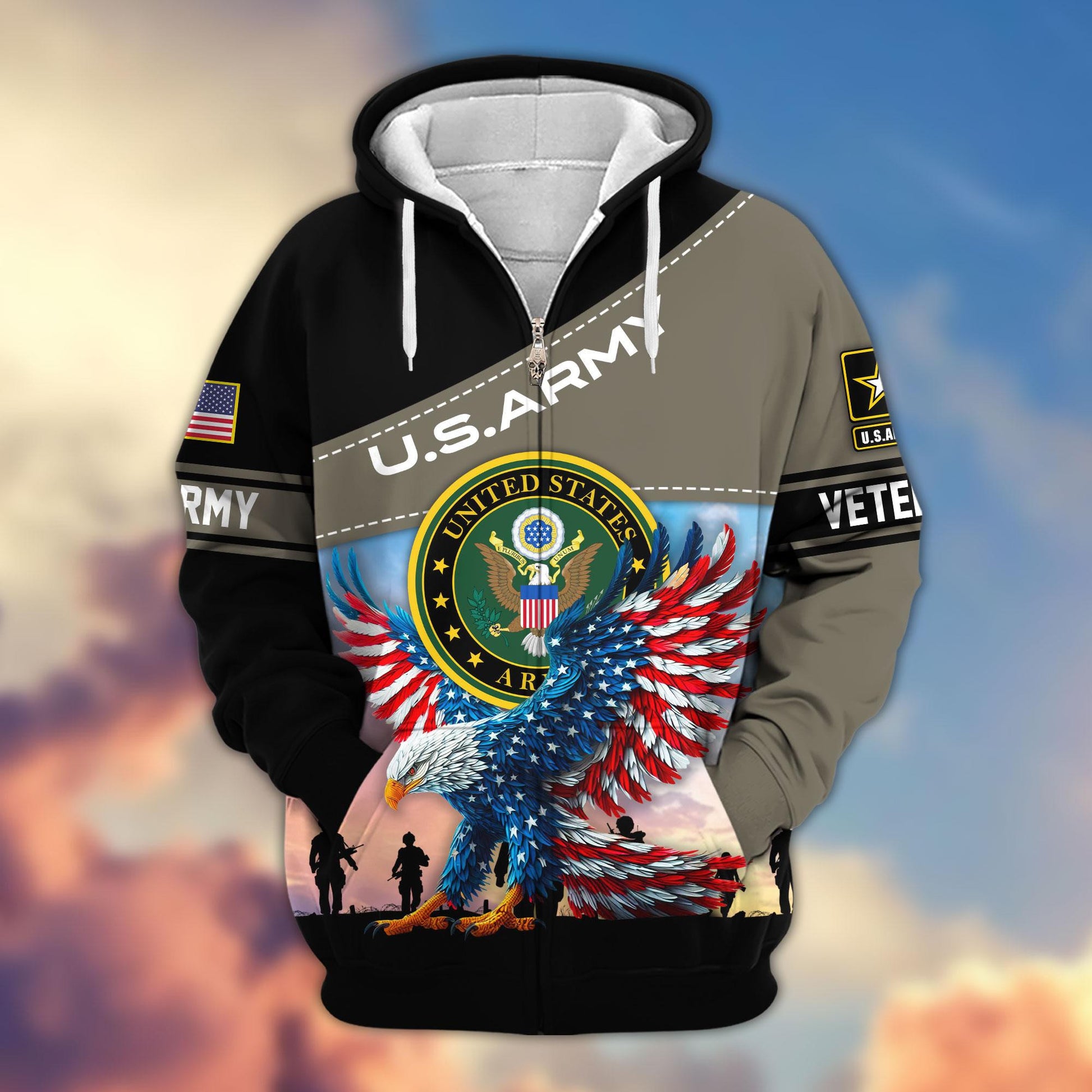 Premium US Veterans Zip Hoodie APHN220813, Gifts For Veterans Day, Gifts For US Veterans