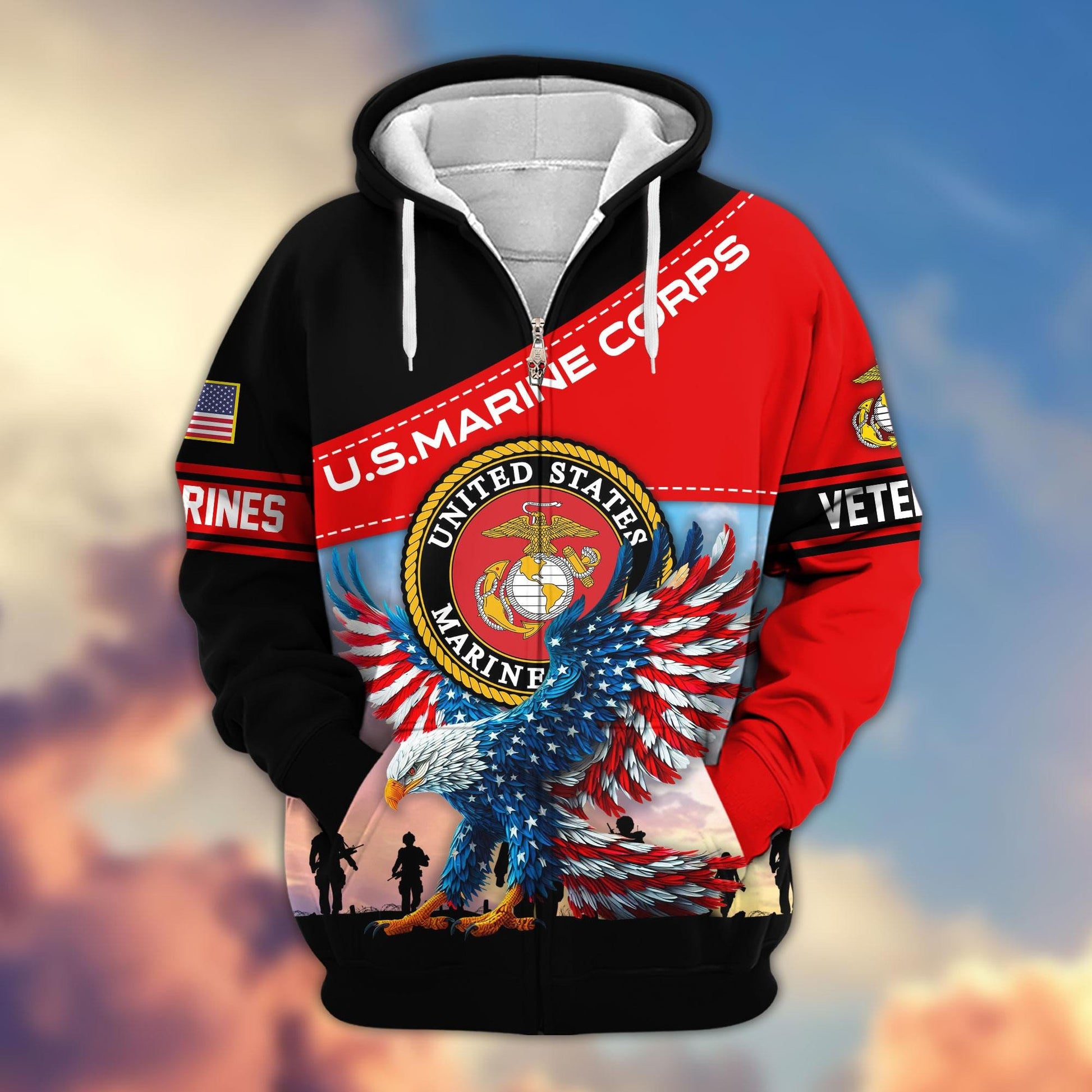 Premium US Veterans Zip Hoodie APHN220813, Gifts For Veterans Day, Gifts For US Veterans