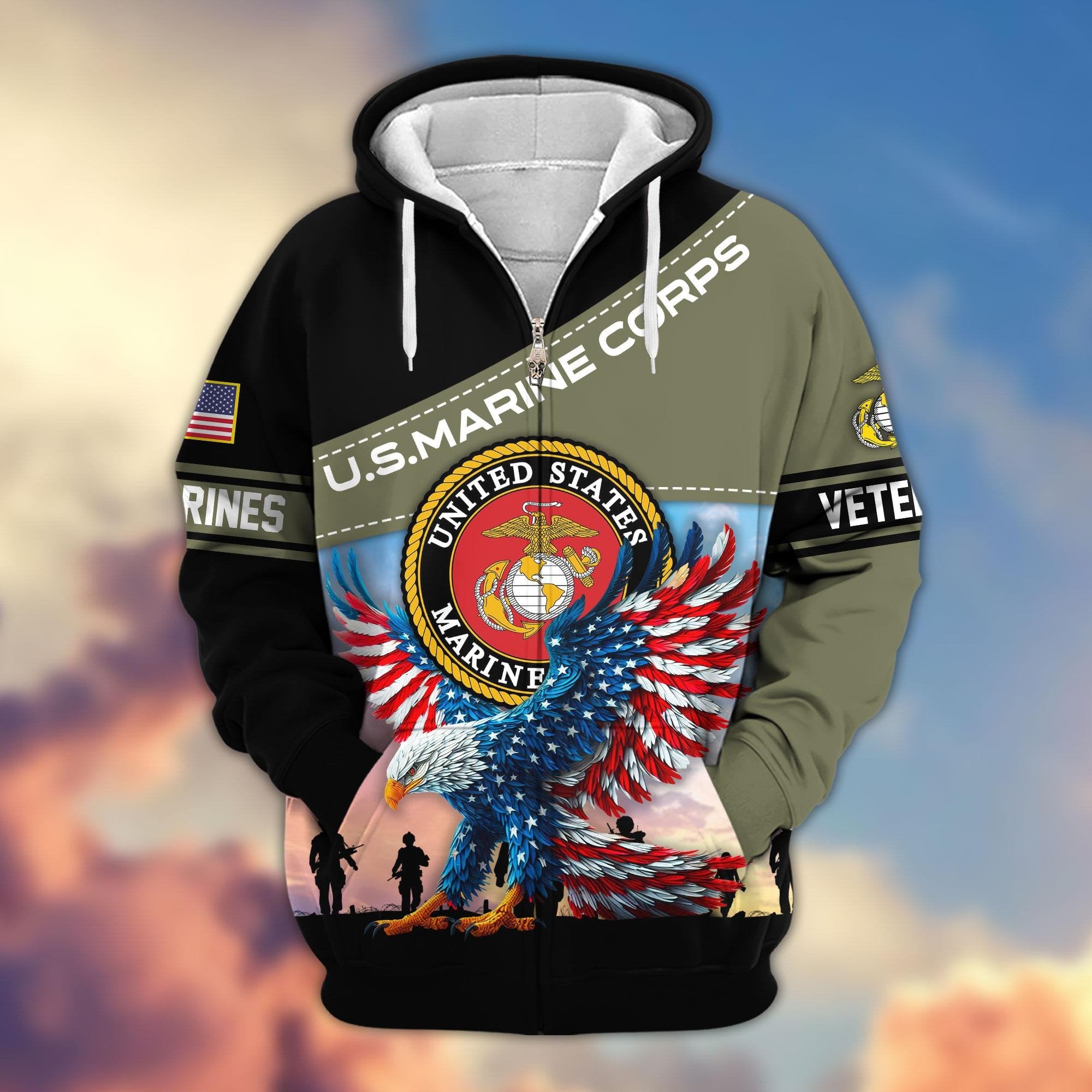 Premium US Veterans Zip Hoodie APHN220813, Gifts For Veterans Day, Gifts For US Veterans