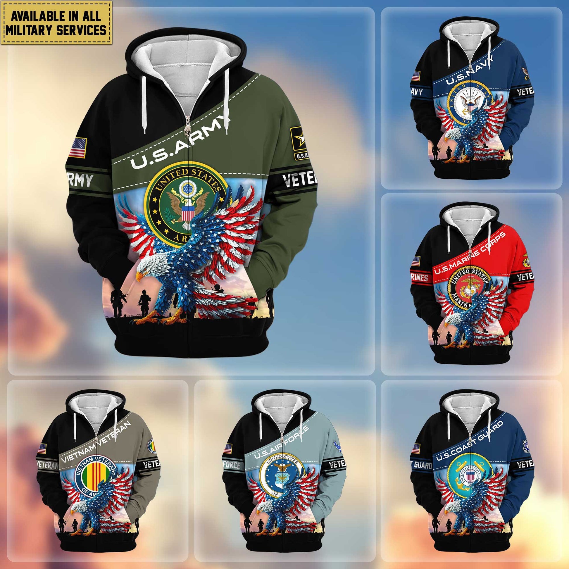 Premium US Veterans Zip Hoodie APHN220813, Gifts For Veterans Day, Gifts For US Veterans