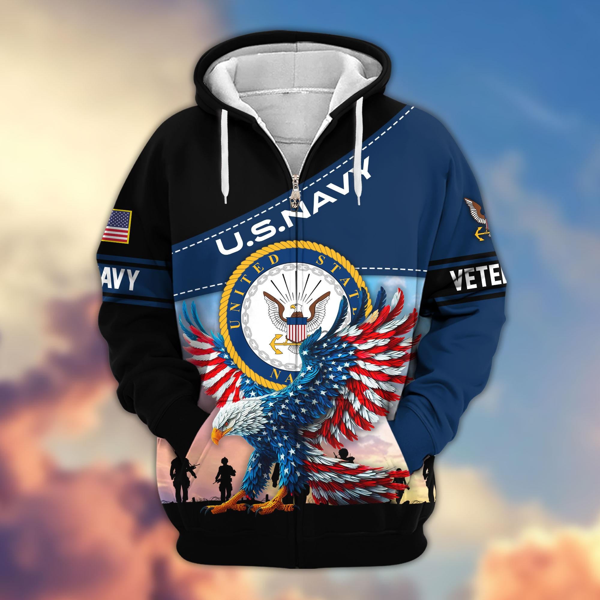 Premium US Veterans Zip Hoodie APHN220813, Gifts For Veterans Day, Gifts For US Veterans