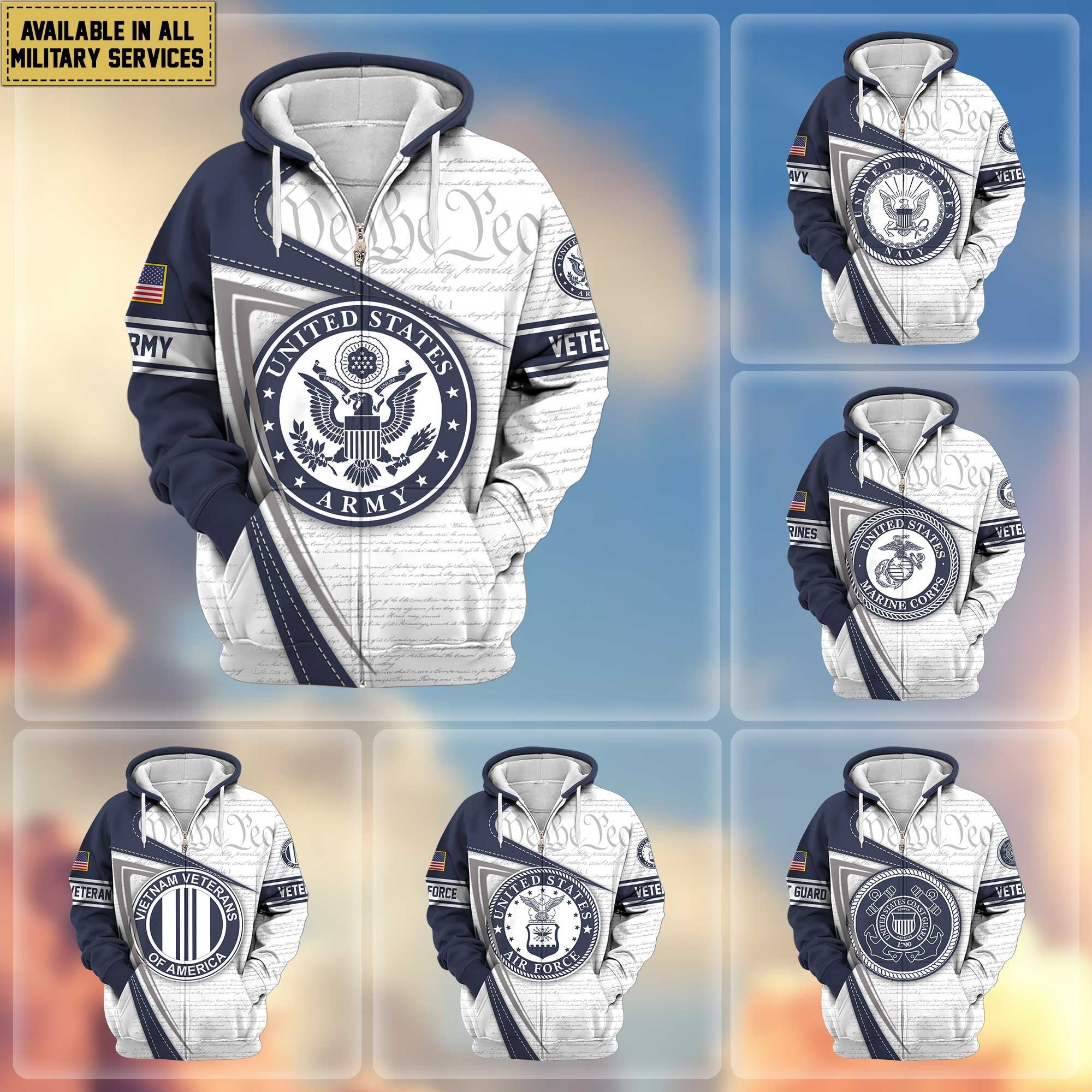 Premium US Veterans Zip Hoodie APHN050911, Gifts For US Veterans, Gifts For Veterans Day, Gifts For Father's Day