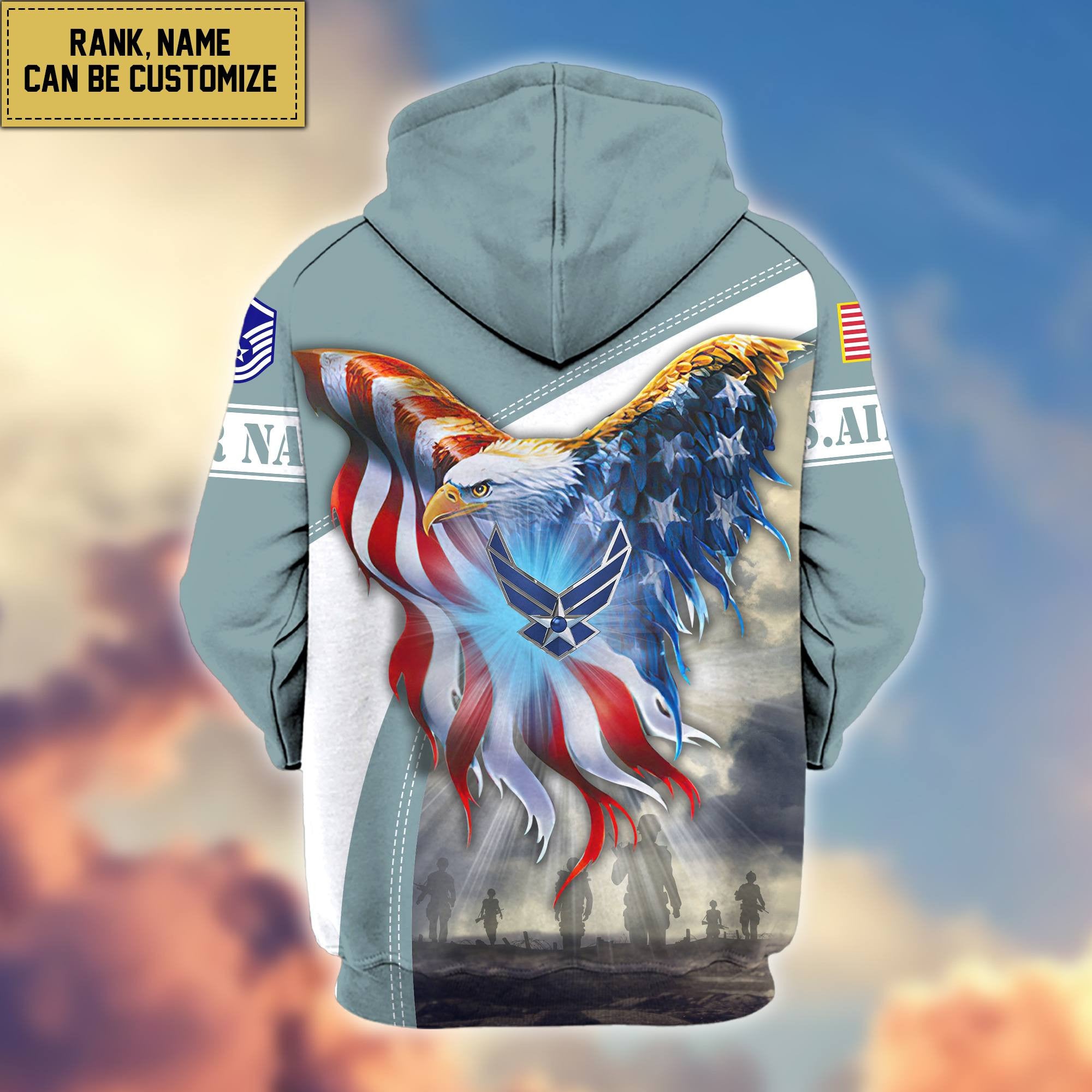 Premium USAF Zip Hoodie VPVC600104, Custom Name, Rank, Year, Gifts For Air Force Veteran, Gifts For Veterans Day