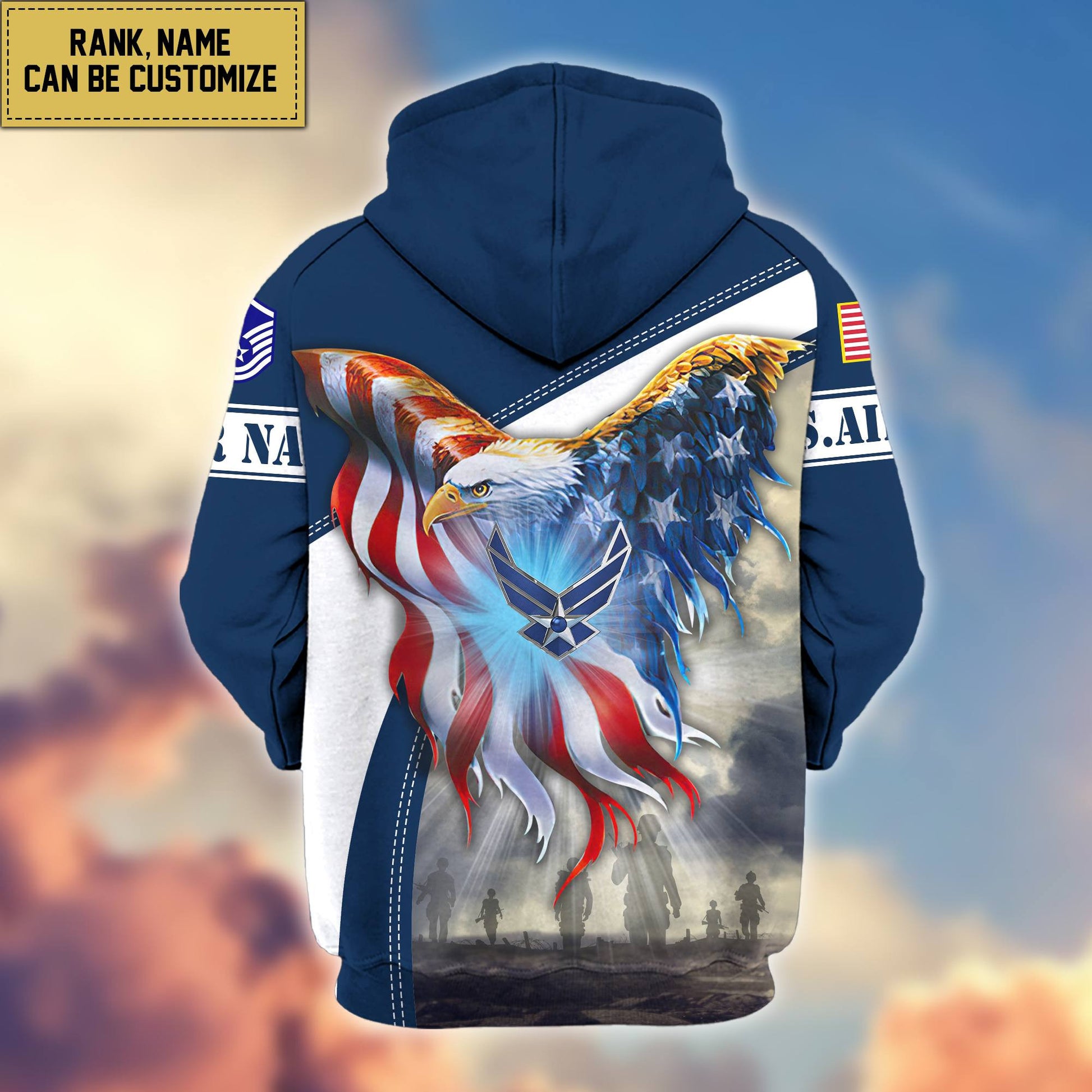 Premium USAF Zip Hoodie VPVC600104, Custom Name, Rank, Year, Gifts For Air Force Veteran, Gifts For Veterans Day