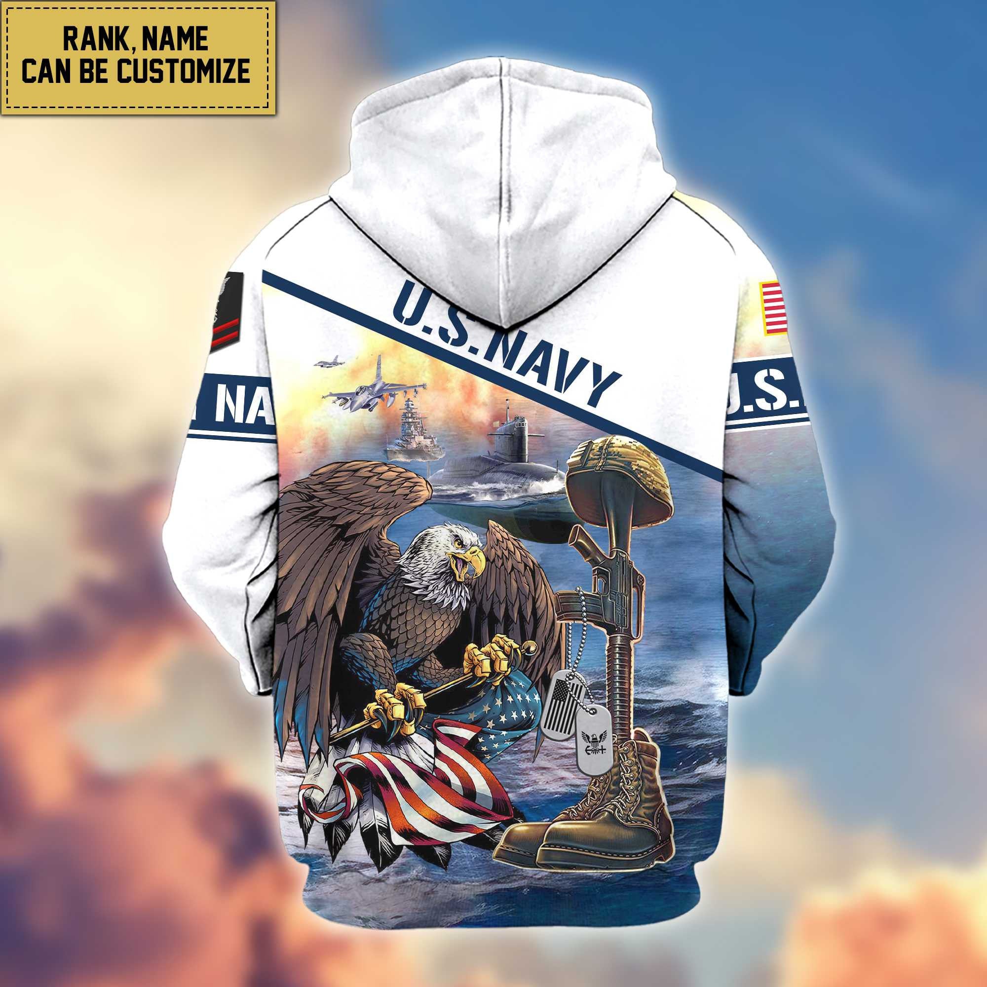 Premium US Navy Zip Hoodie VPVC600202, Custom Name, Rank, Year, Gifts For Navy Veteran, Gifts For Veterans Day