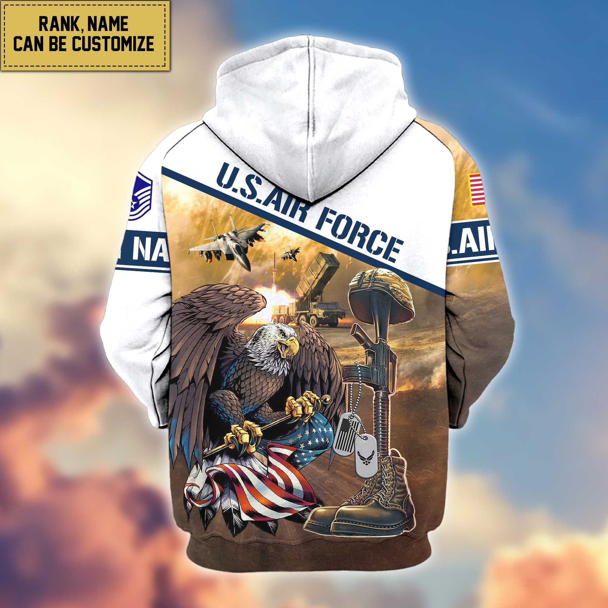 Premium USAF Zip Hoodie VPVC600204, Custom Name, Rank, Year, Gifts For Air Force Veteran, Gifts For Veterans Day