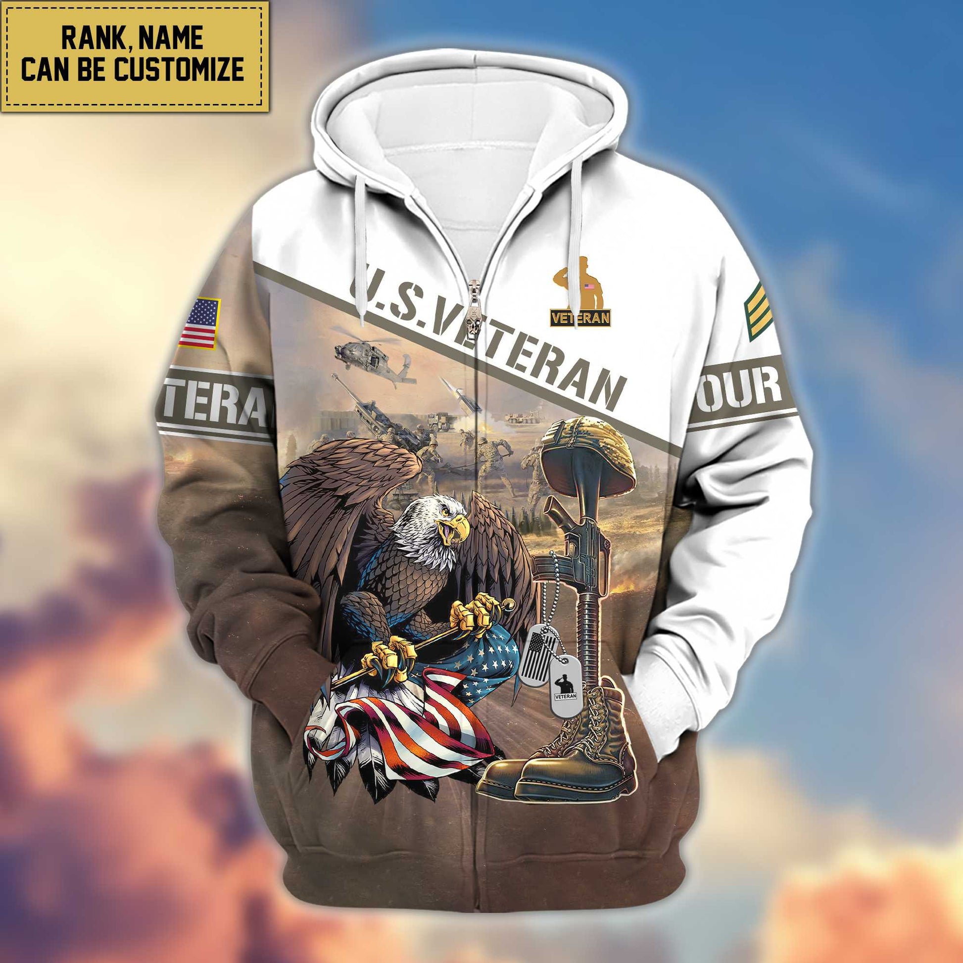 Premium US Veterans Zip Hoodie VPVC600207, Custom Name, Rank, Year, Gifts For US Veterans, Gifts For Veterans Day