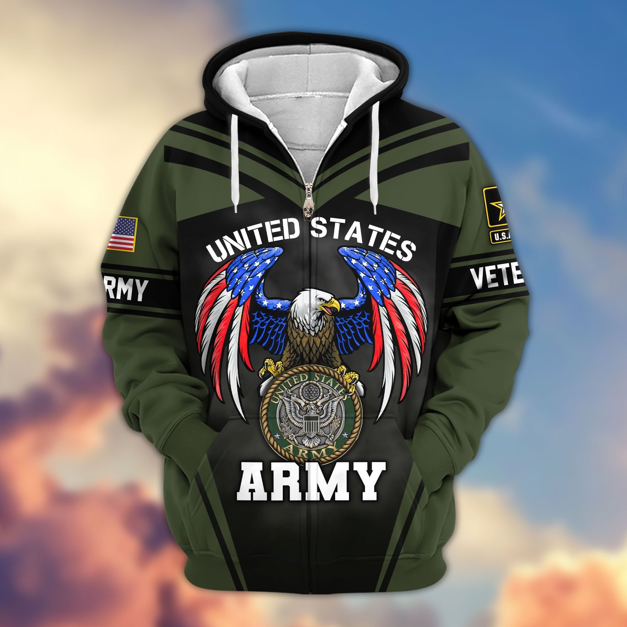 Premium US Veterans Zip Hoodie APHN040913, Gifts For US Veterans, Gifts For Veterans Day, Gifts For Father's Day