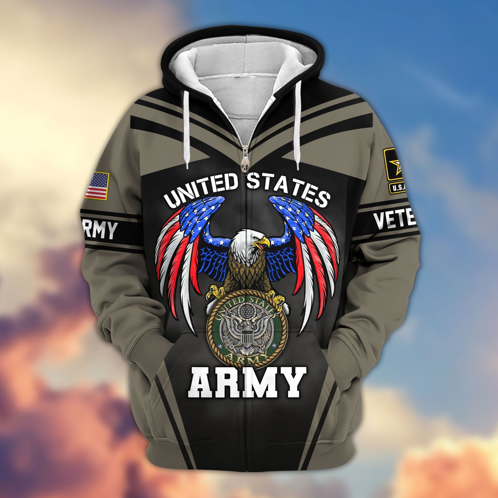 Premium US Veterans Zip Hoodie APHN040913, Gifts For US Veterans, Gifts For Veterans Day, Gifts For Father's Day