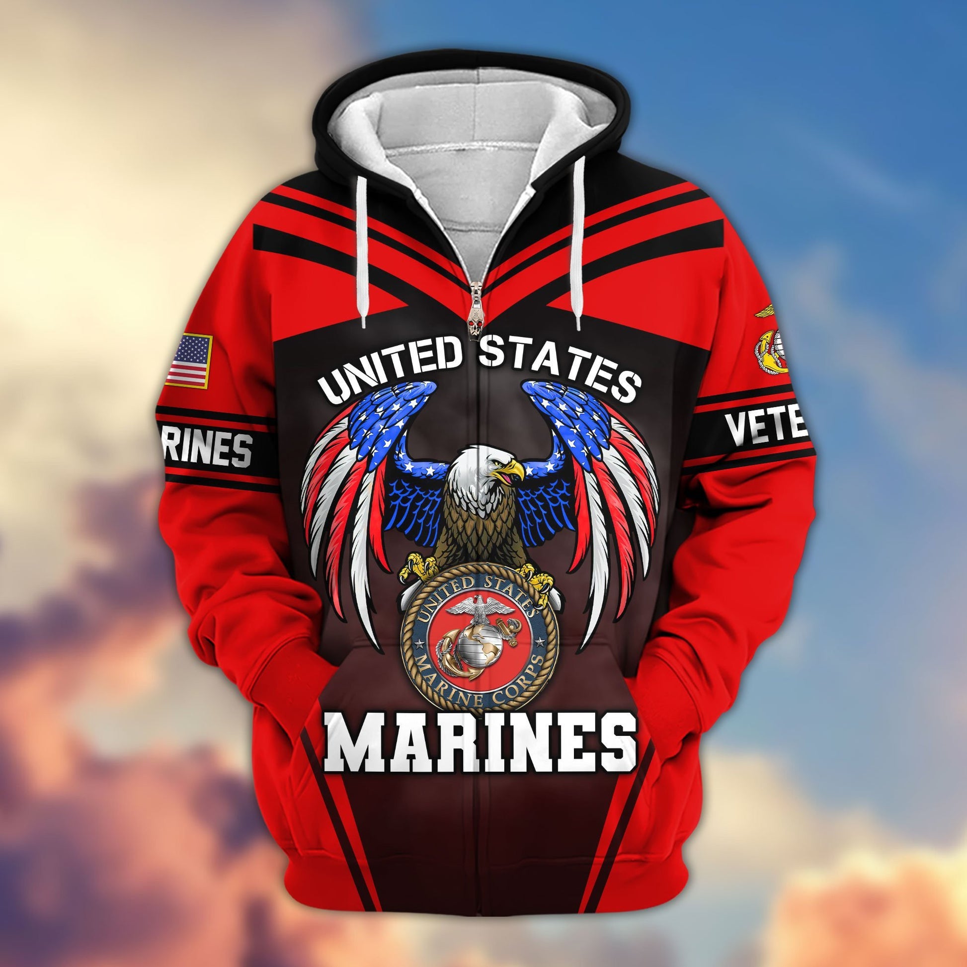 Premium US Veterans Zip Hoodie APHN040913, Gifts For US Veterans, Gifts For Veterans Day, Gifts For Father's Day