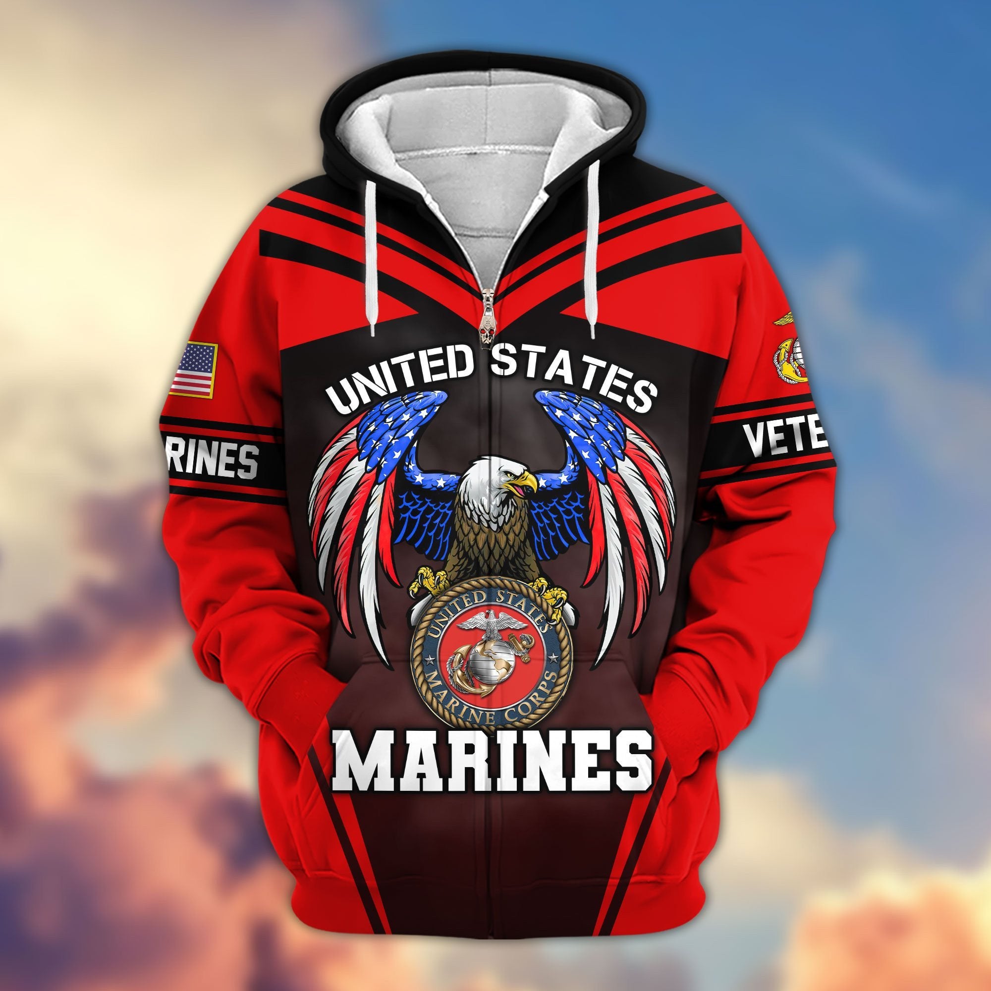Premium US Veterans Zip Hoodie APHN040913, Gifts For US Veterans, Gifts For Veterans Day, Gifts For Father's Day