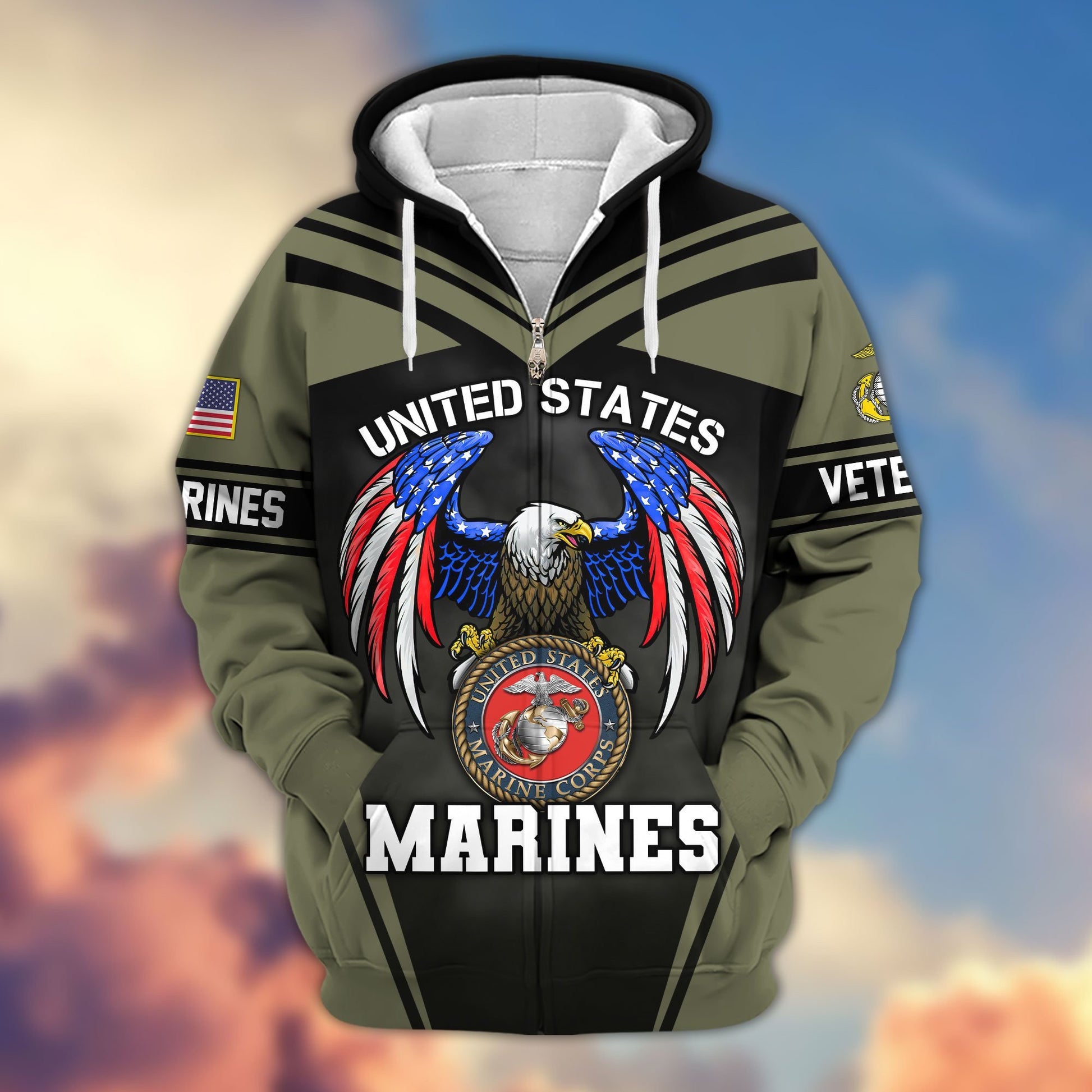 Premium US Veterans Zip Hoodie APHN040913, Gifts For US Veterans, Gifts For Veterans Day, Gifts For Father's Day