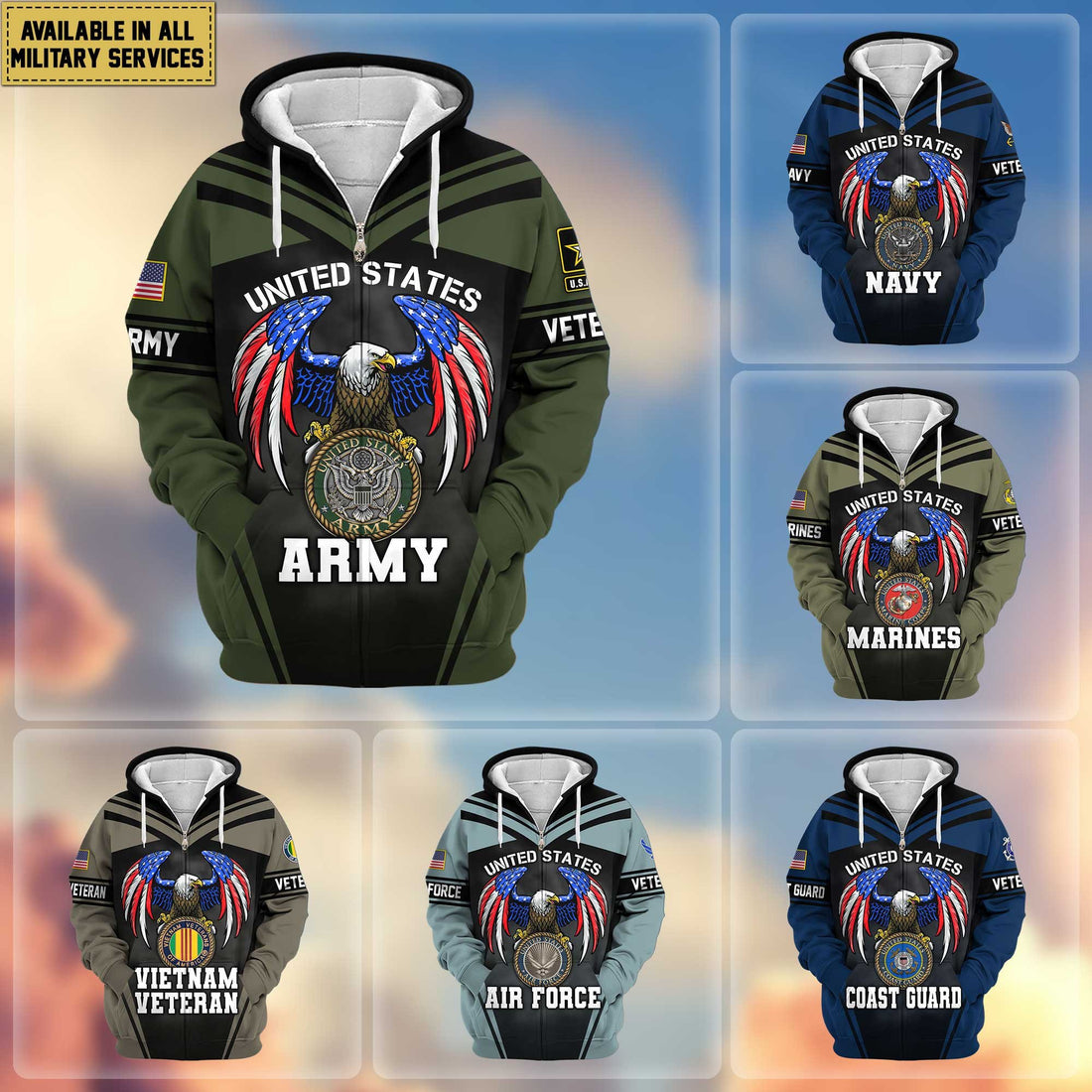 Premium US Veterans Zip Hoodie APHN040913, Gifts For US Veterans, Gifts For Veterans Day, Gifts For Father's Day