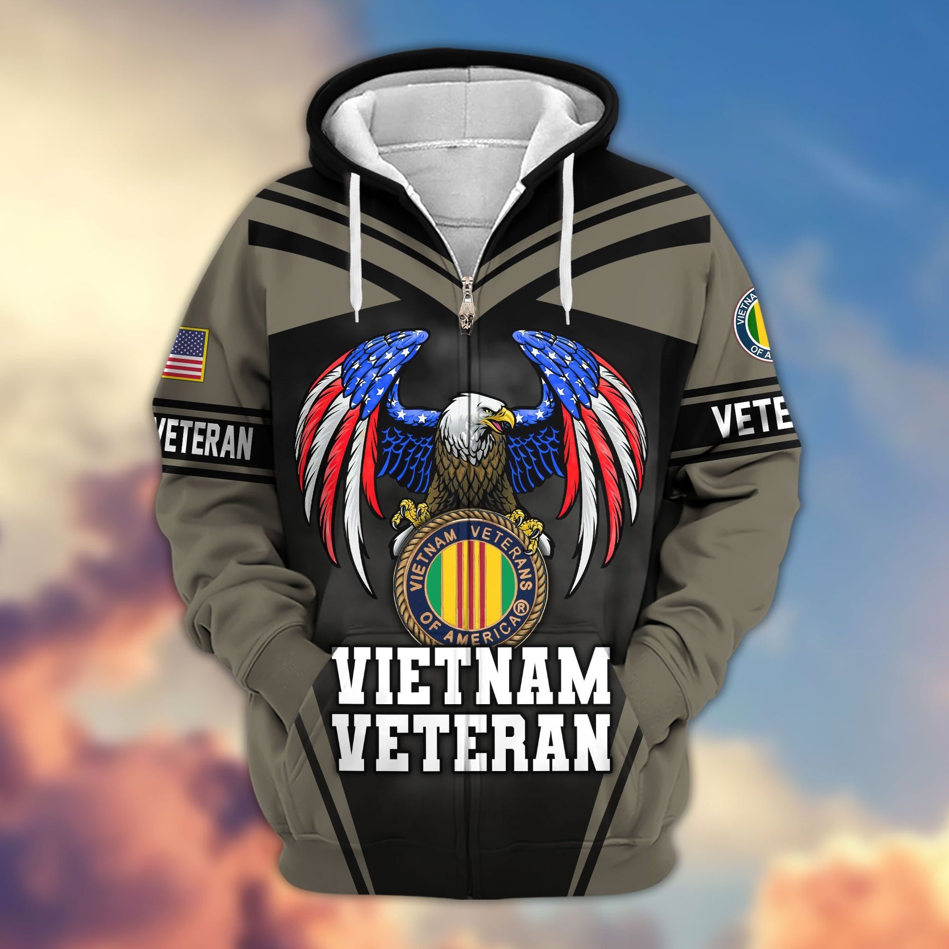 Premium US Veterans Zip Hoodie APHN040913, Gifts For US Veterans, Gifts For Veterans Day, Gifts For Father's Day