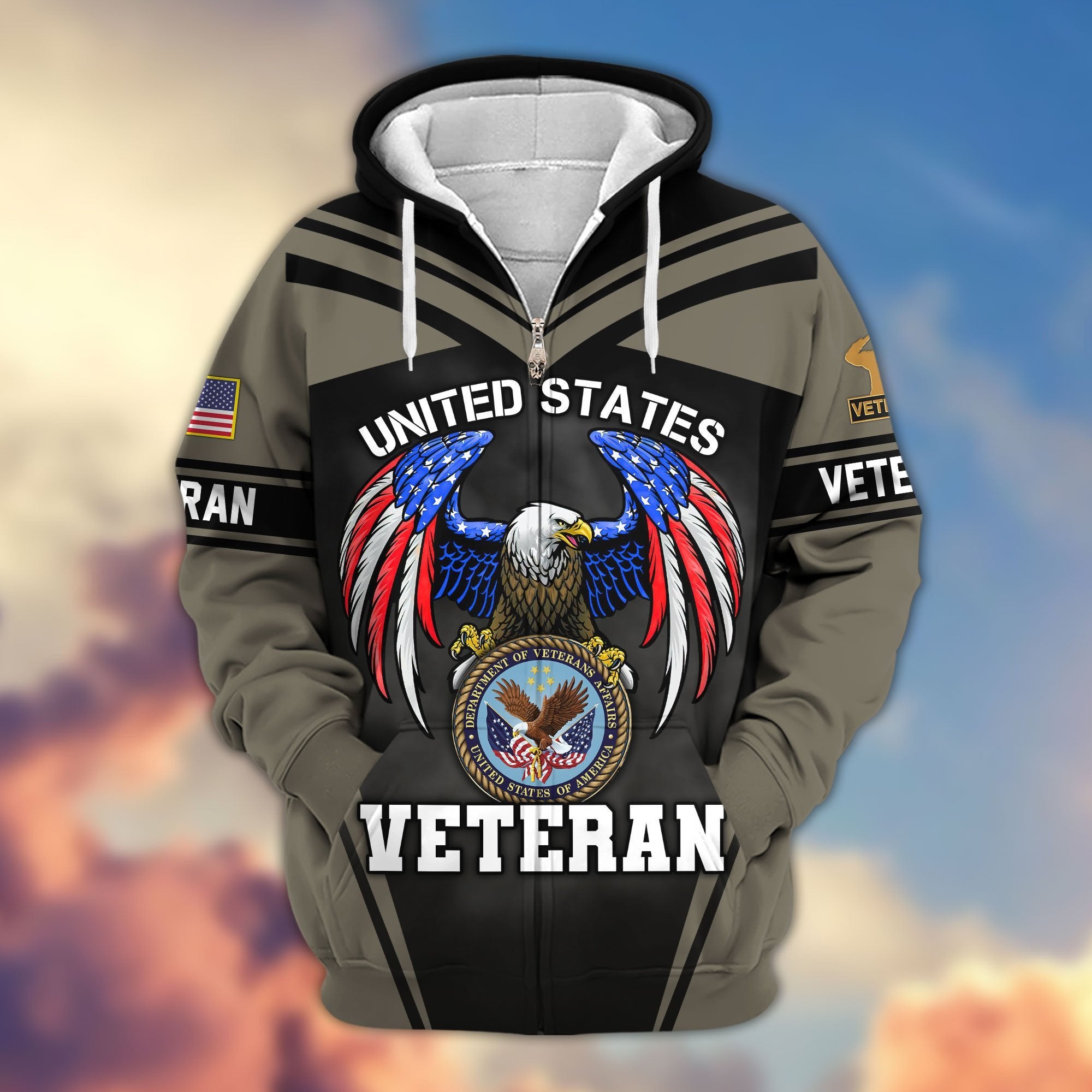 Premium US Veterans Zip Hoodie APHN040913, Gifts For US Veterans, Gifts For Veterans Day, Gifts For Father's Day
