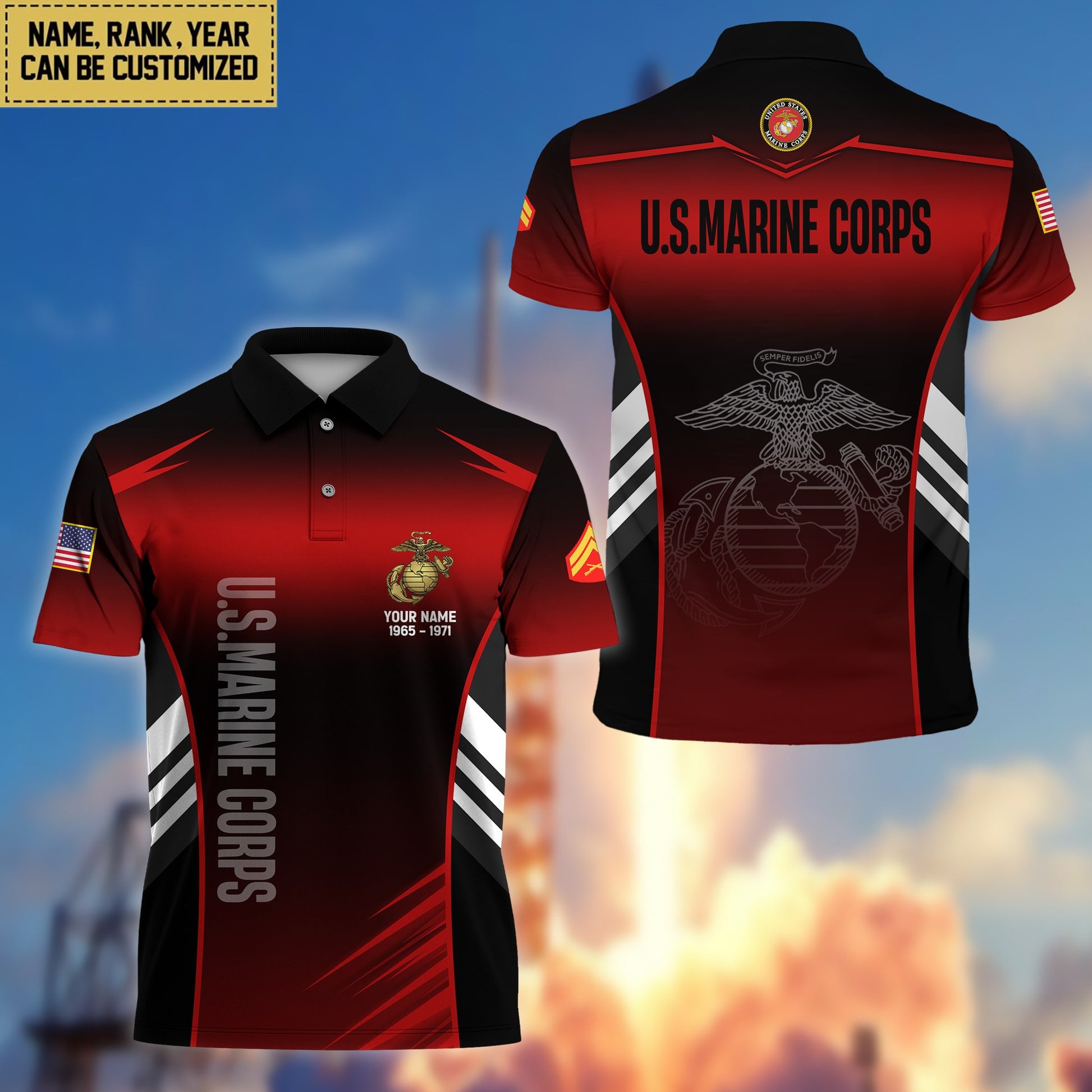 USMC Polo Shirt, Gift for Grandpa Dad Husband, Gift for Marine Veteran VPVC200903