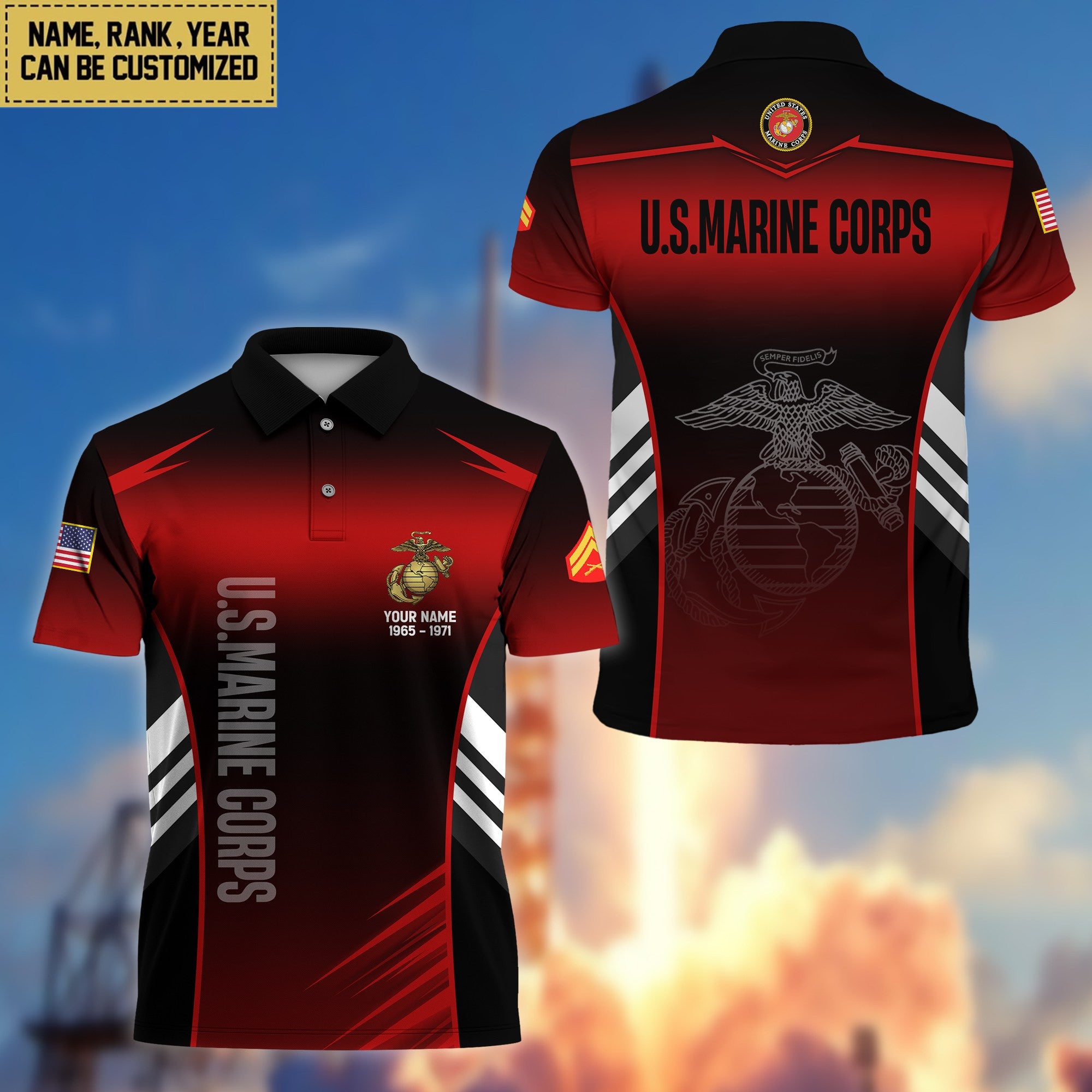 USMC Polo Shirt, Gift for Grandpa Dad Husband, Gift for Marine Veteran VPVC200903