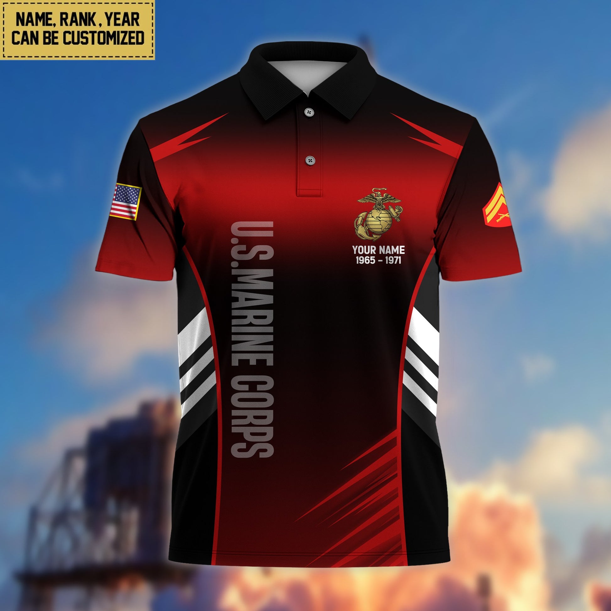 USMC Polo Shirt, Gift for Grandpa Dad Husband, Gift for Marine Veteran VPVC200903