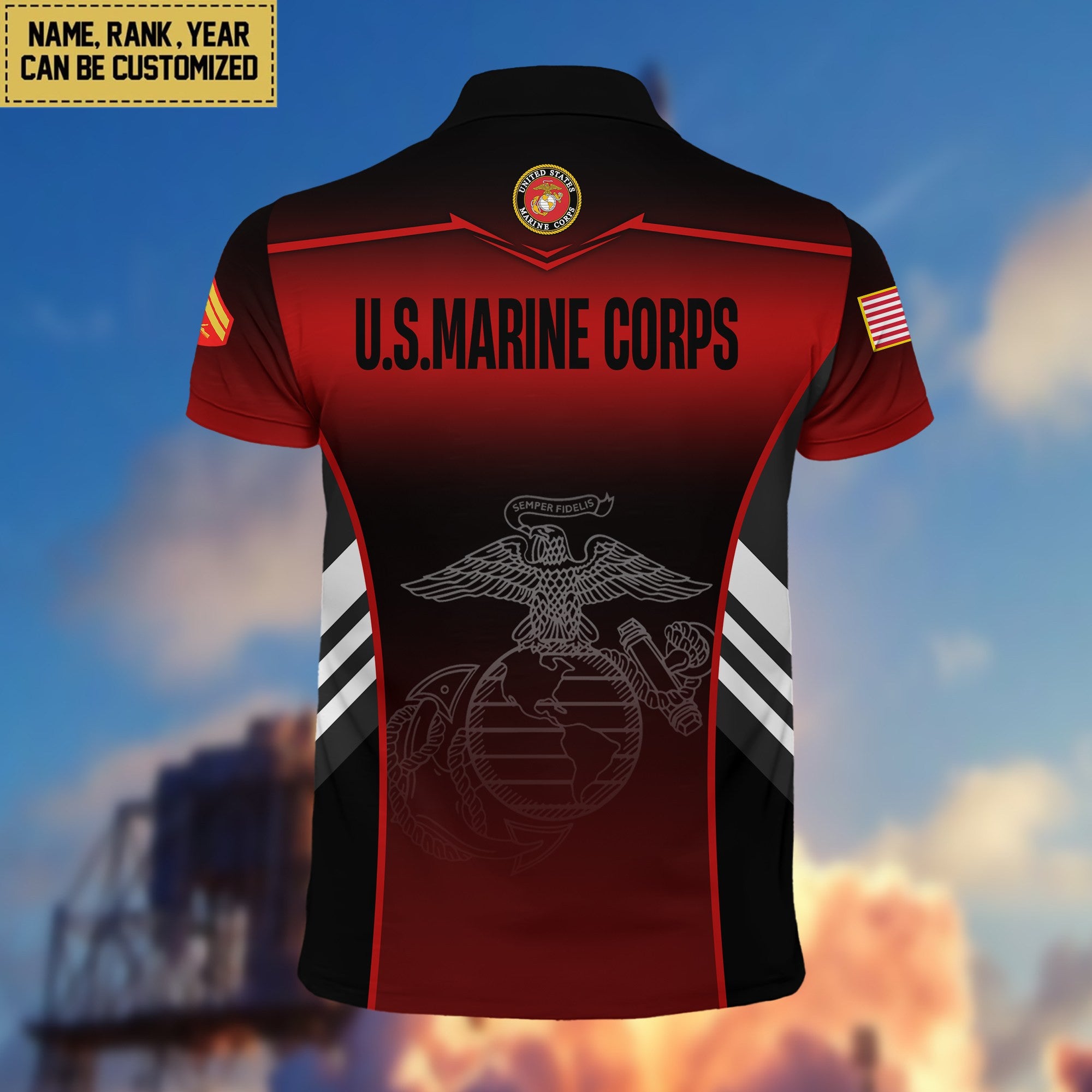 USMC Polo Shirt, Gift for Grandpa Dad Husband, Gift for Marine Veteran VPVC200903
