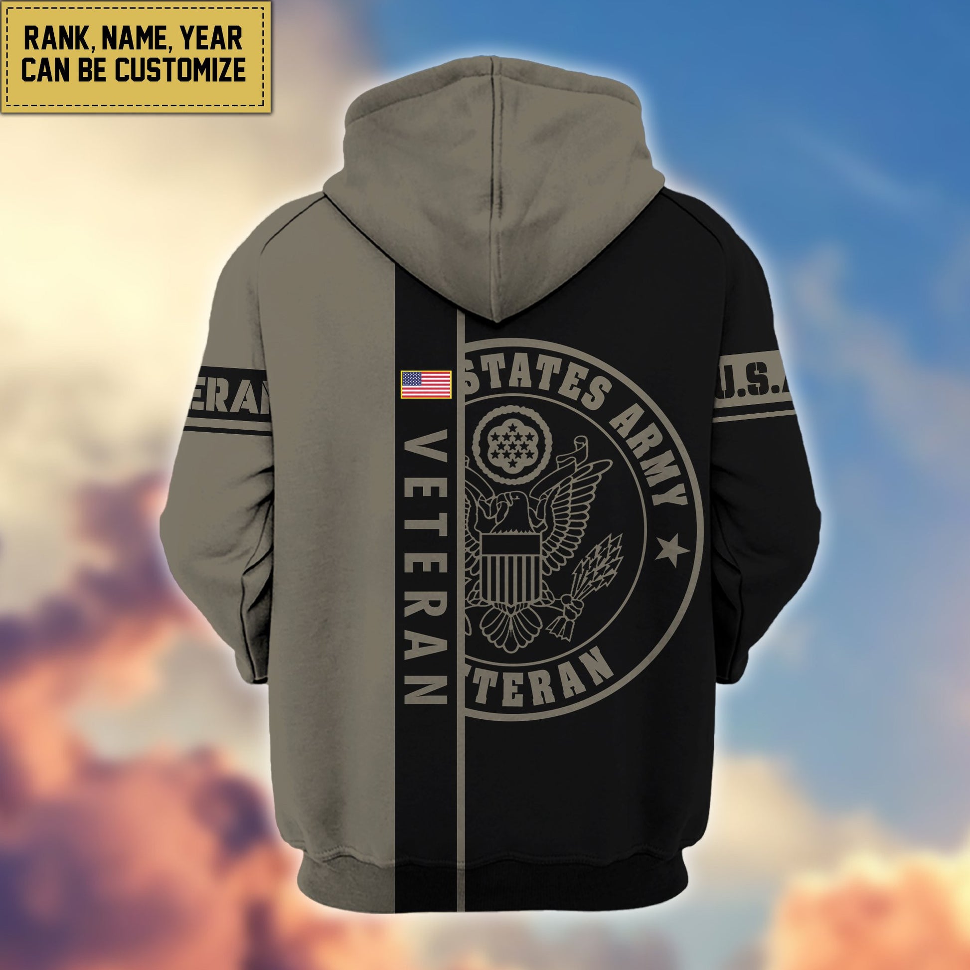 Premium US Army Zip Hoodie VPVC600301, Custom Name, Rank, Year Gifts For Army Veteran, Gifts For Veterans Day