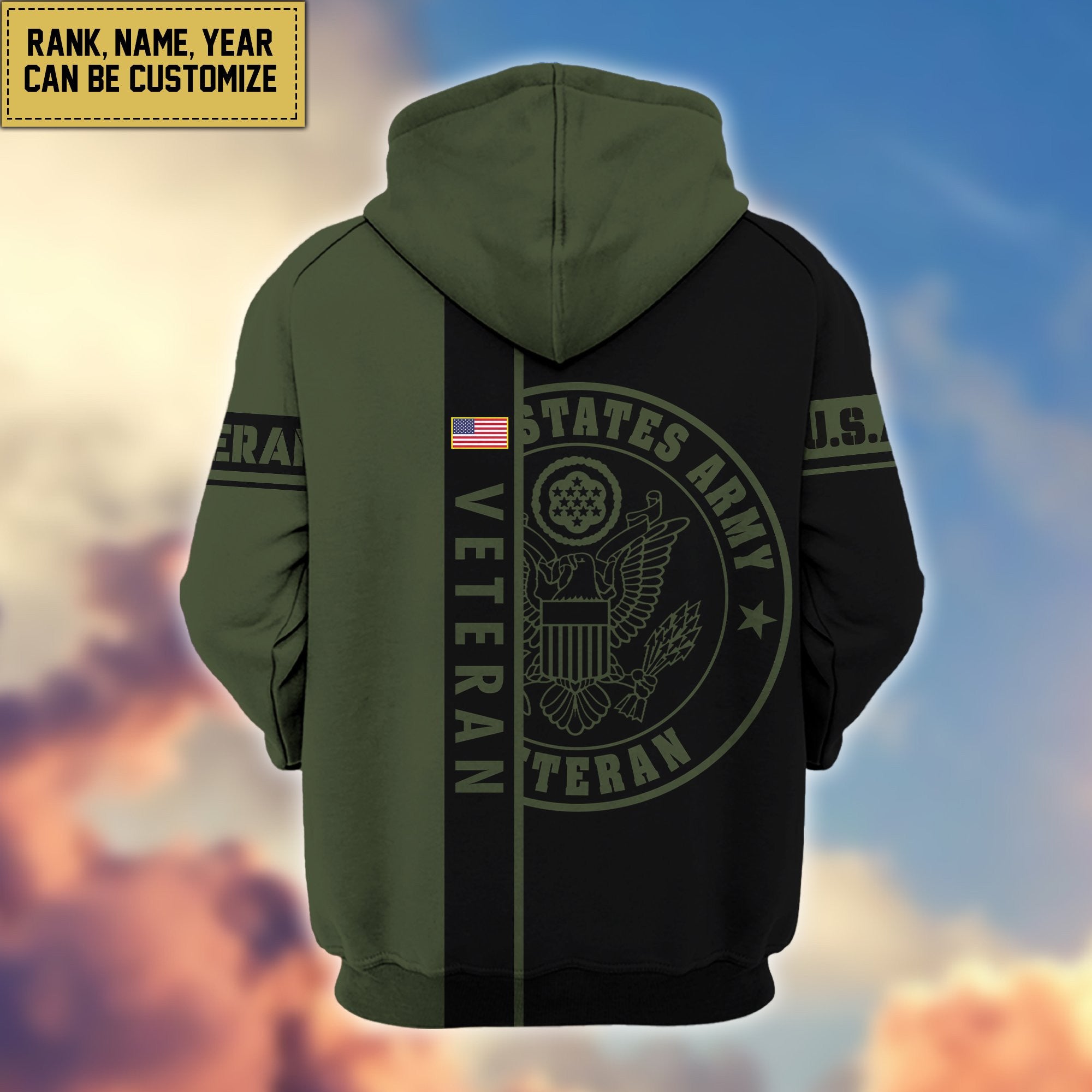 Premium US Army Zip Hoodie VPVC600301, Custom Name, Rank, Year Gifts For Army Veteran, Gifts For Veterans Day