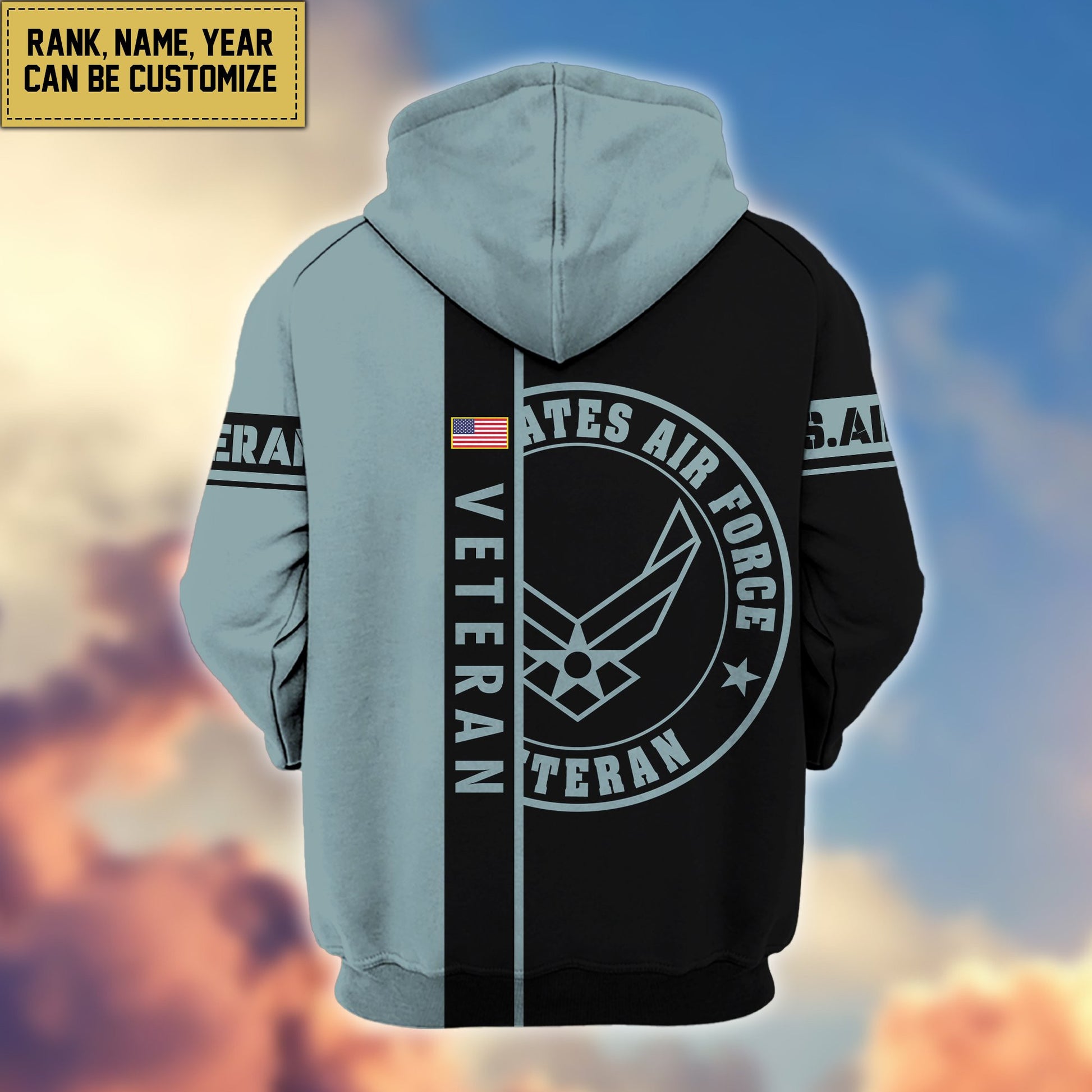 Premium USAF Zip Hoodie VPVC600304, Custom Name, Rank, Year Gifts For Air Force Veteran, Gifts For Veterans Day