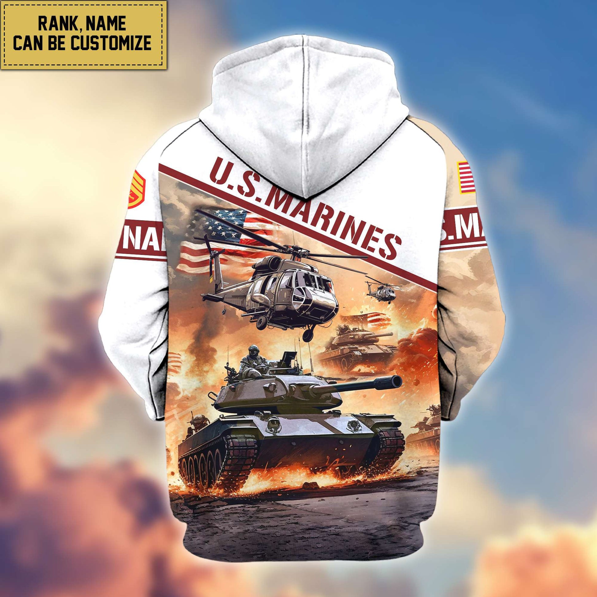 Premium USMC Zip Hoodie VPVC600403, Custom Name, Rank, Gifts For Marine Veteran