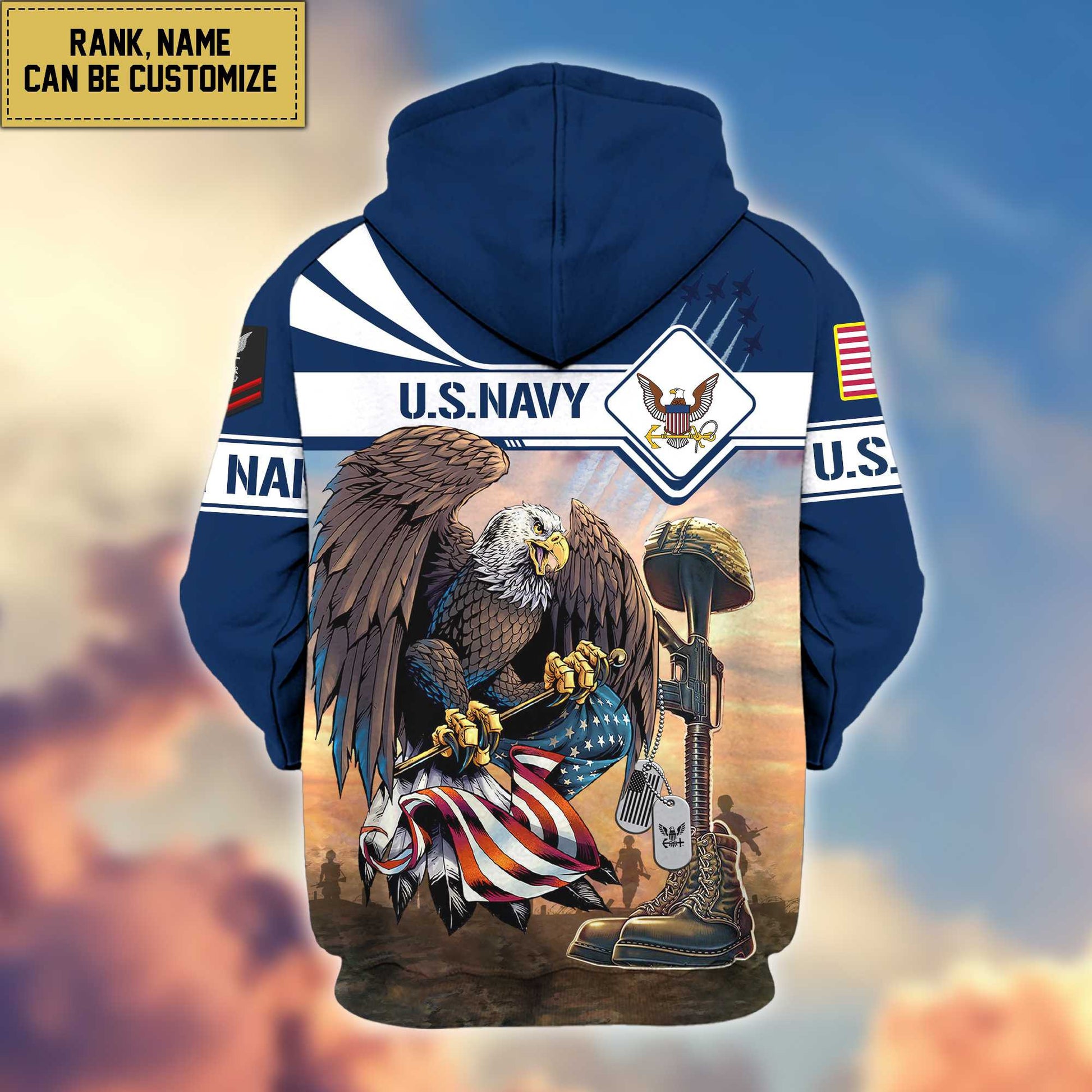 Premium US Navy Zip Hoodie VPVC600502, Custom Name, Rank, Gifts For Navy Veteran