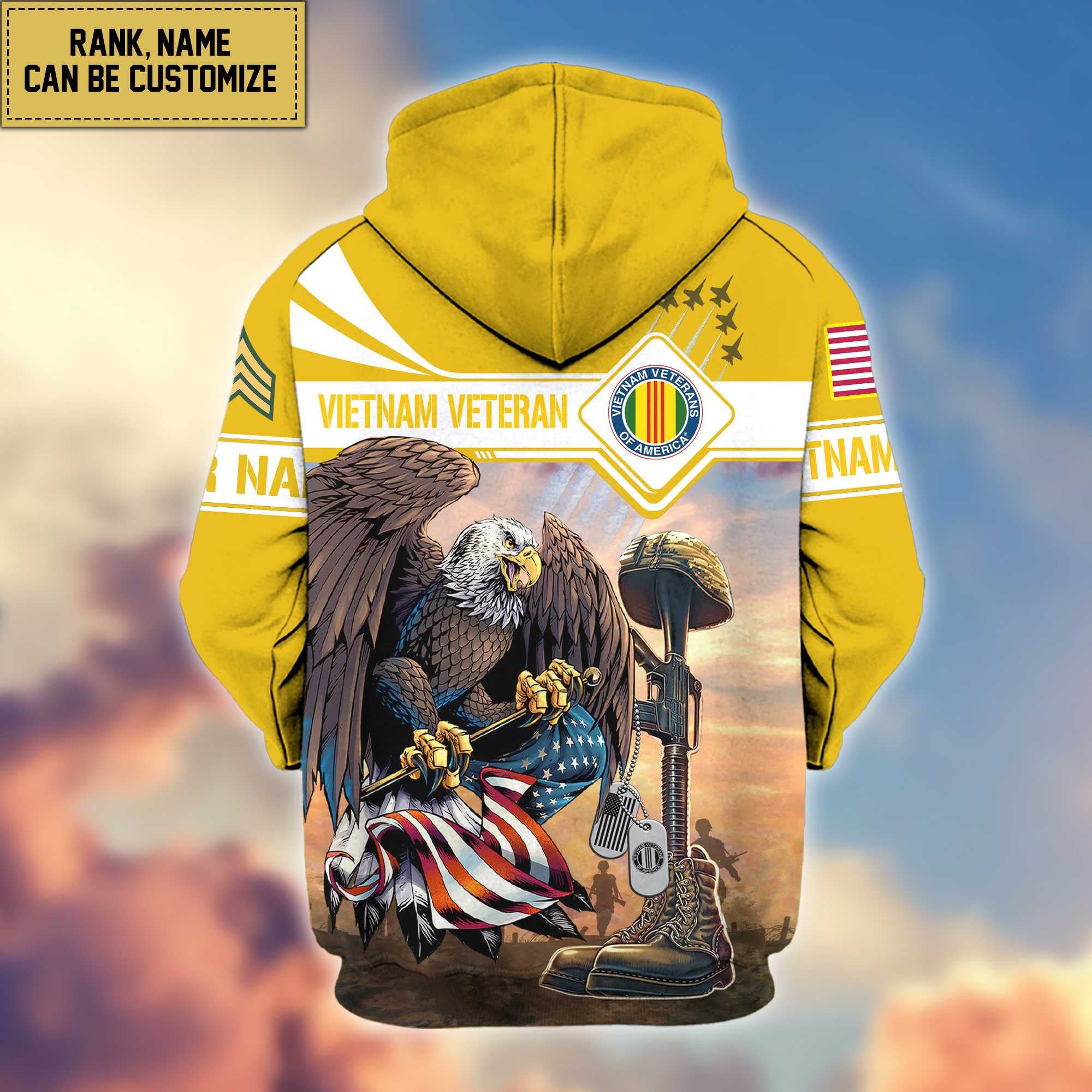 Premium Vietnam Veteran Zip Hoodie VPVC600506, Custom Name, Rank, Gifts For Vietnam Veteran