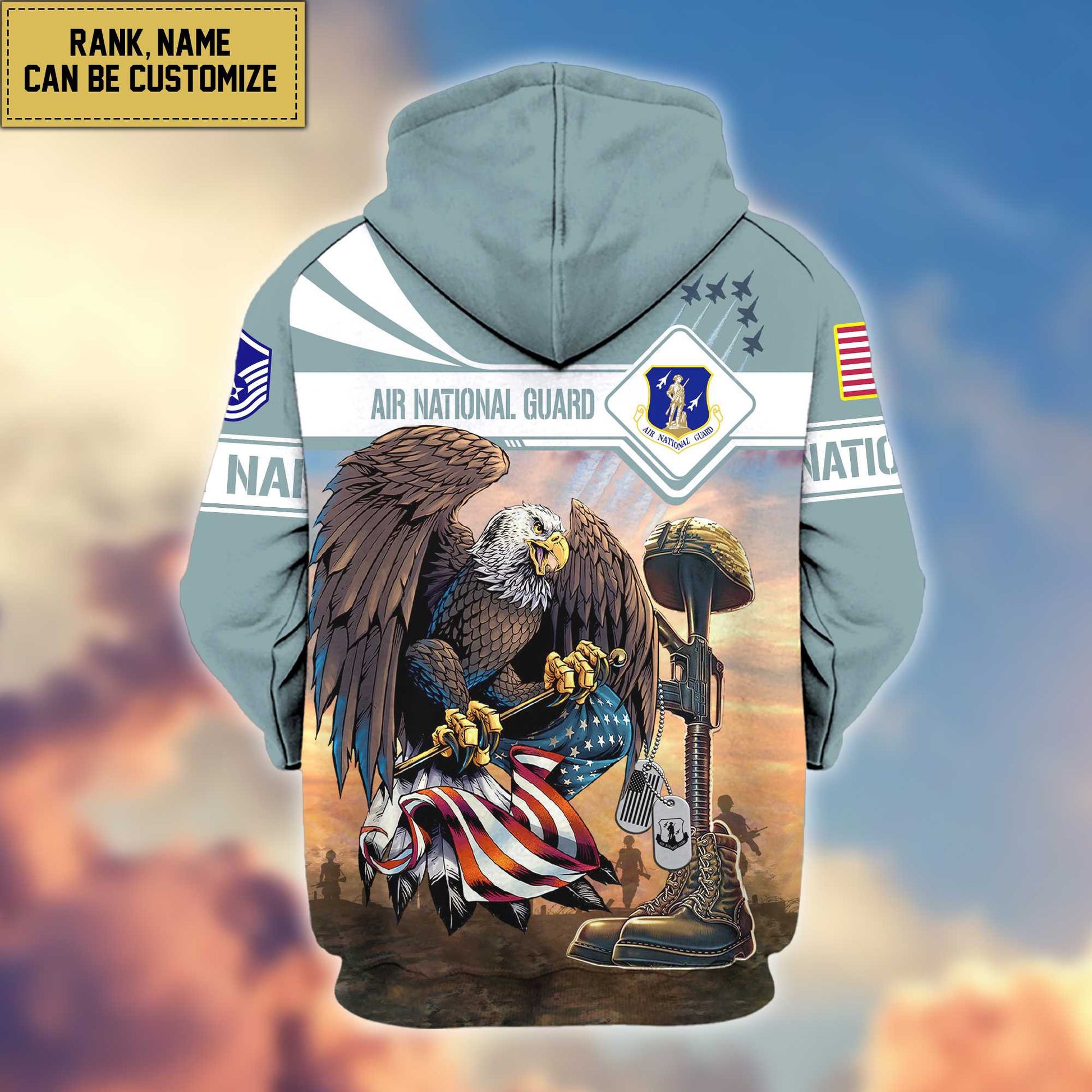 Premium Air National Guard Veteran Zip Hoodie VPVC600510, Custom Name, Rank, Gifts For Air National Guard Veteran
