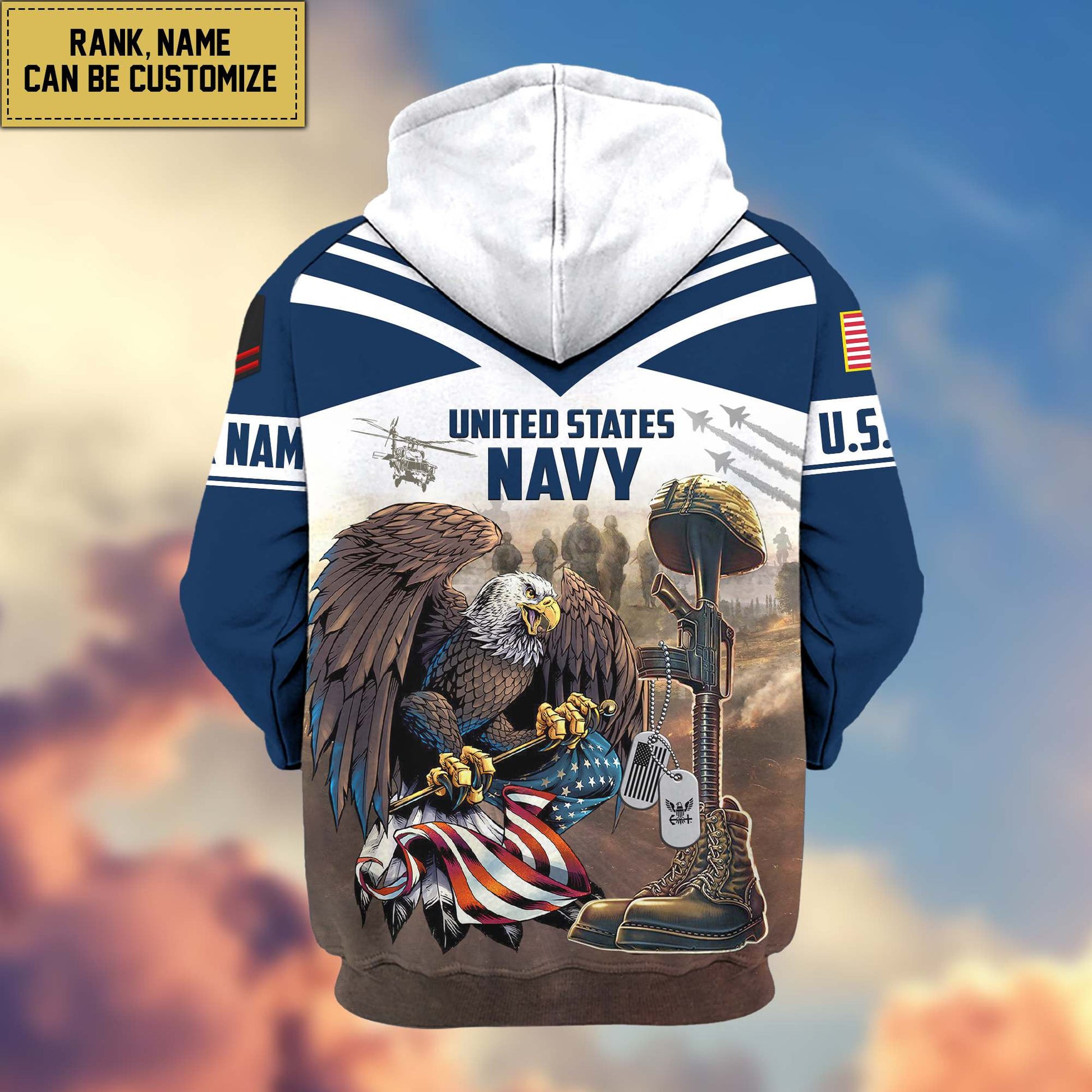 Premium US Navy Zip Hoodie VPVC600602, Custom Name, Rank, Gifts For Navy Veteran