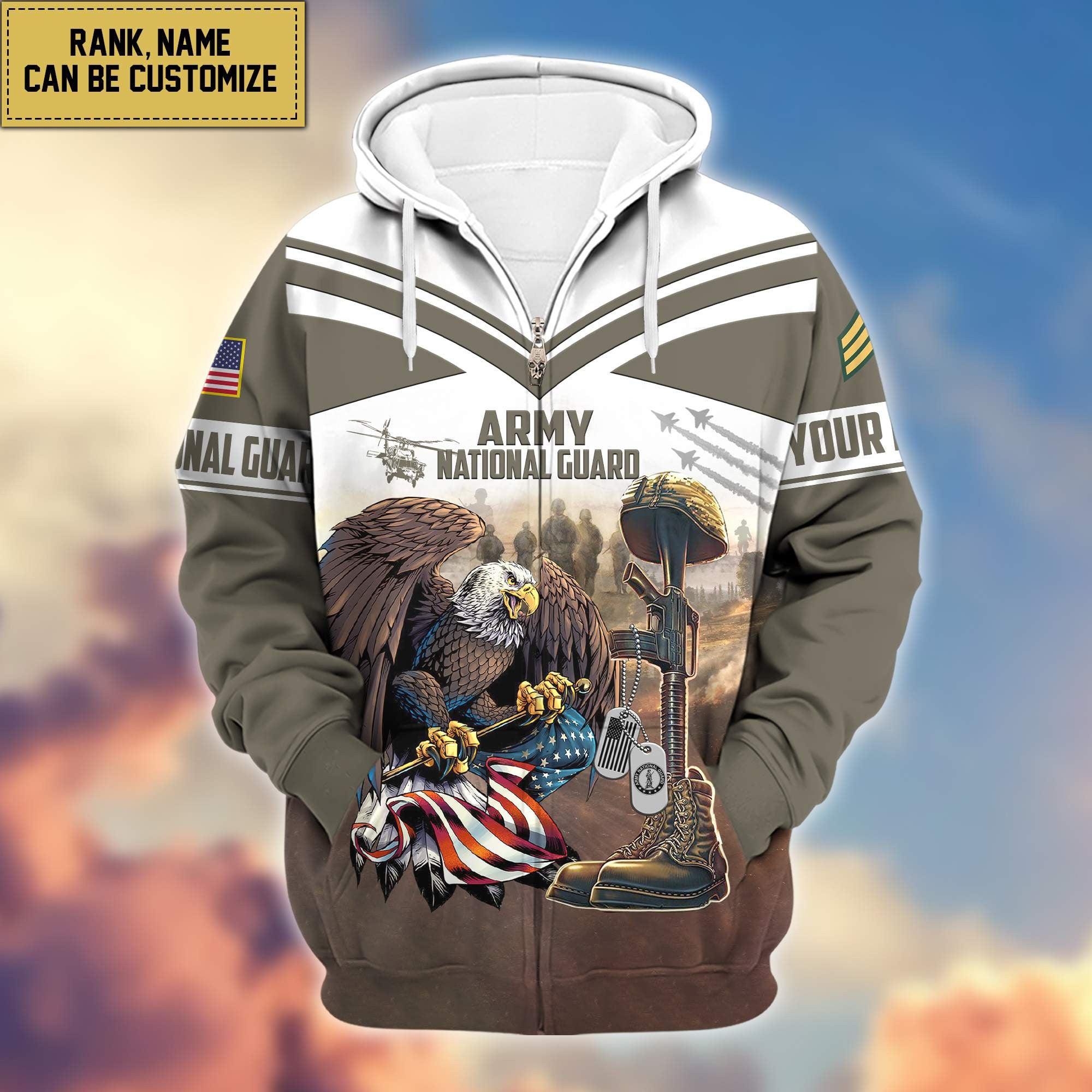 Premium Army National Guard Veteran Zip Hoodie VPVC600608, Custom Name, Rank, Gifts For Army National Guard Veteran