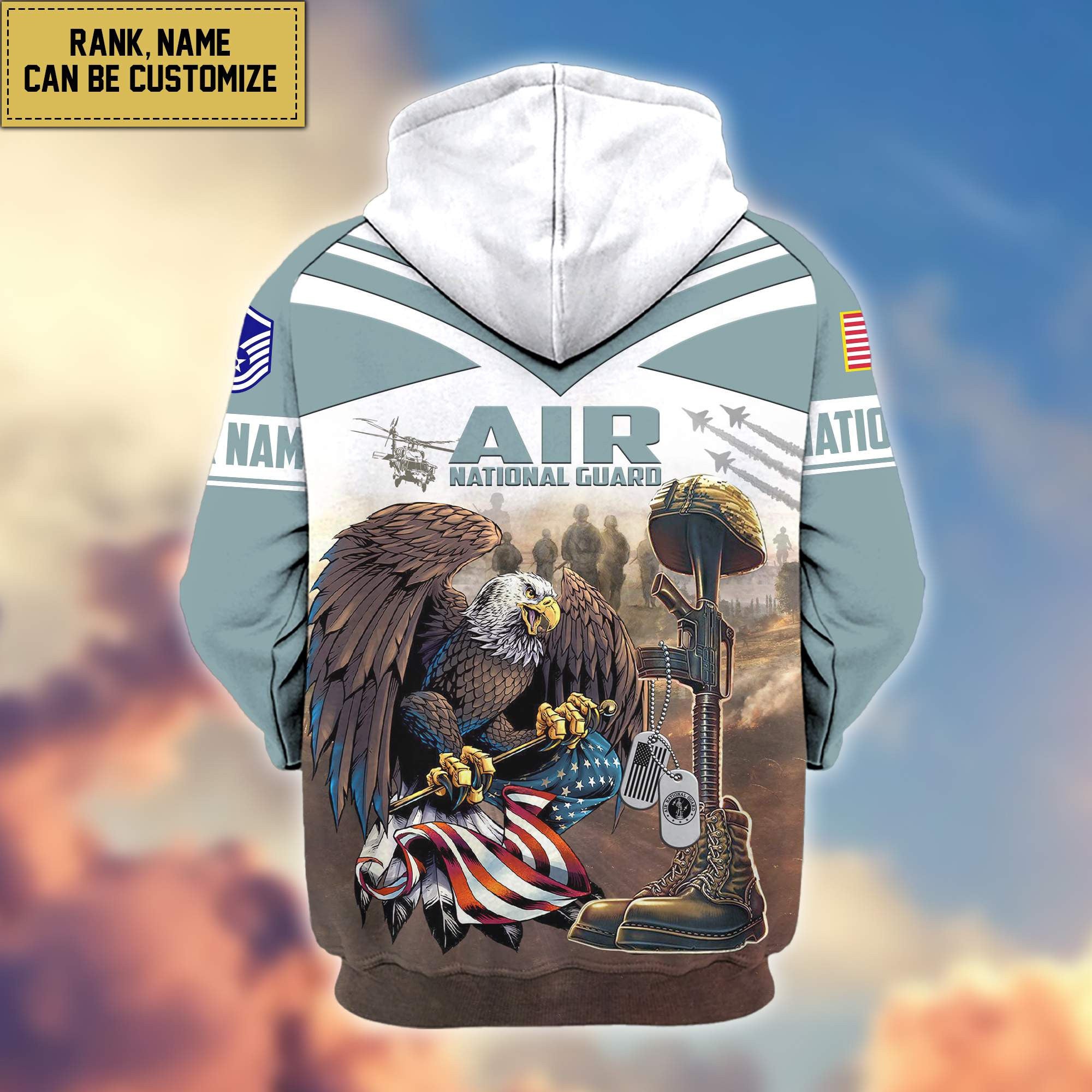 Premium Air National Guard Veteran Zip Hoodie VPVC600610, Custom Name, Rank, Gifts For Air National Guard Veteran