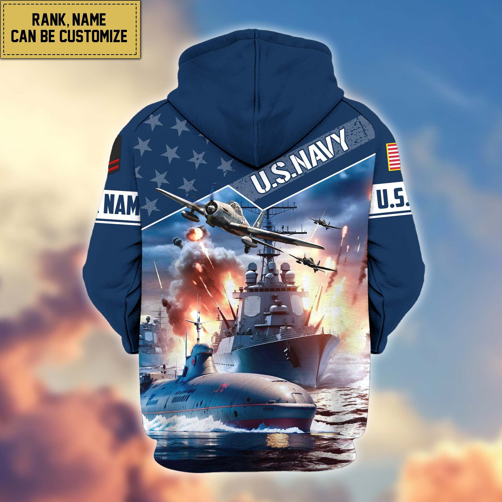 Premium US Navy Zip Hoodie VPVC600702, Custom Name, Rank, Gifts For Navy Veteran