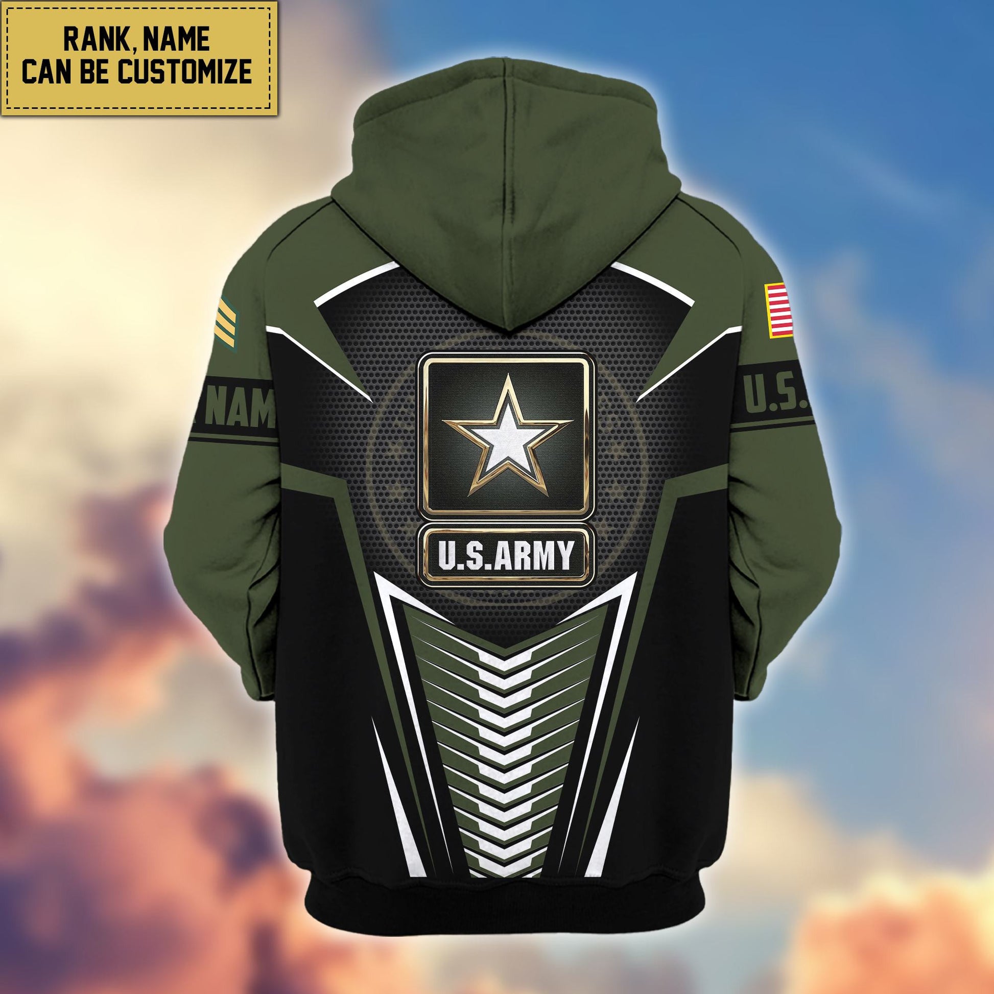 Premium US Army Zip Hoodie VPVC600801, Custom Name, Rank, Gifts For Army Veteran