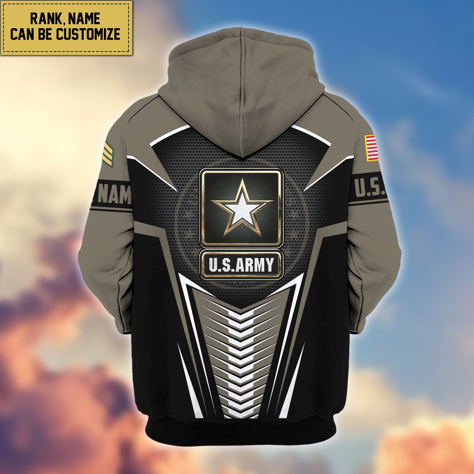 Premium US Army Zip Hoodie VPVC600801, Custom Name, Rank, Gifts For Army Veteran