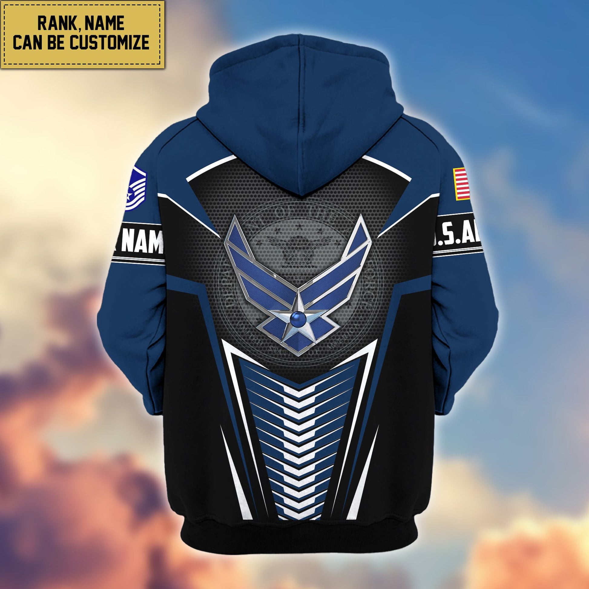 Premium USAF Zip Hoodie VPVC600804, Custom Name, Rank, Gifts For Air Force Veteran, Gifts For Veterans Day