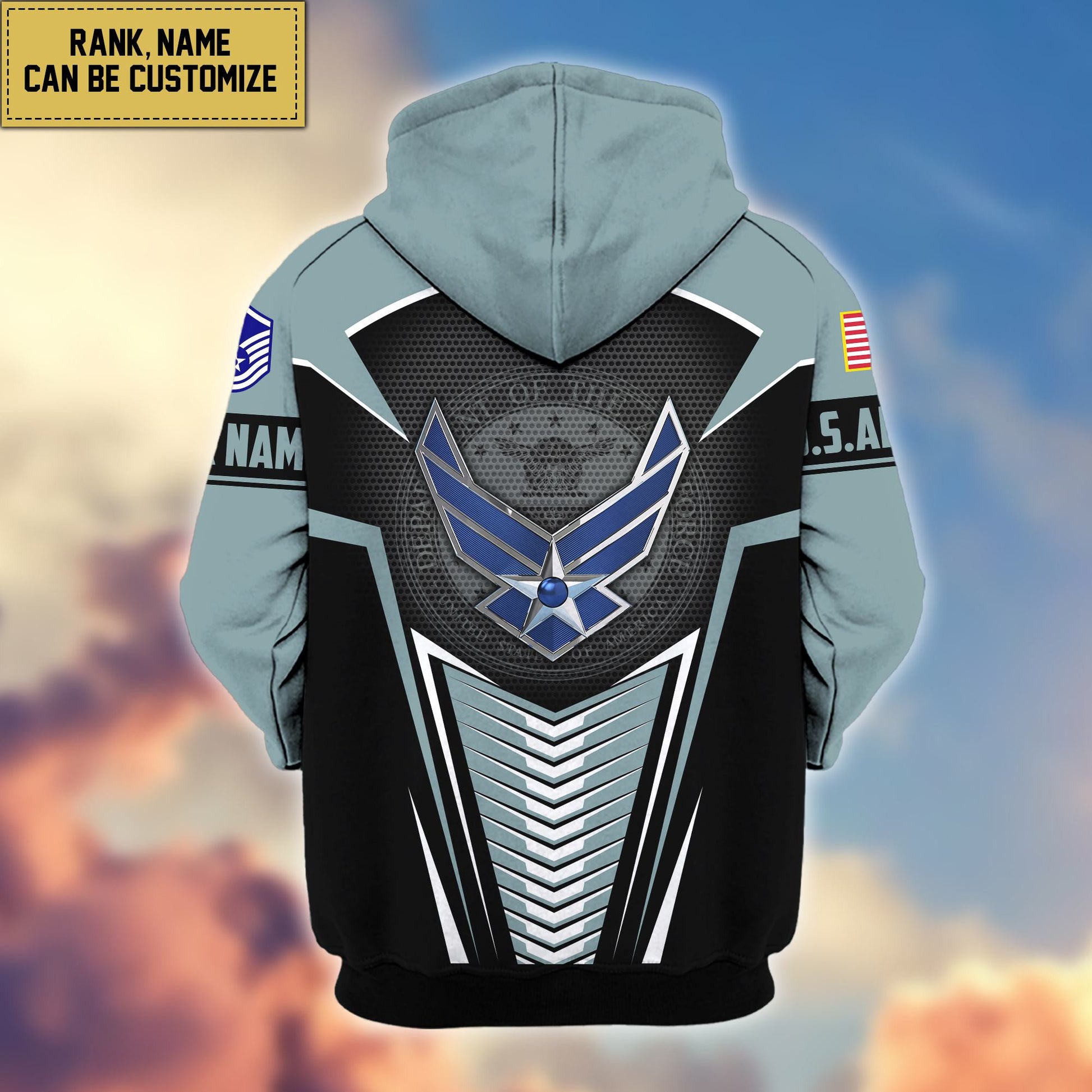 Premium USAF Zip Hoodie VPVC600804, Custom Name, Rank, Gifts For Air Force Veteran, Gifts For Veterans Day