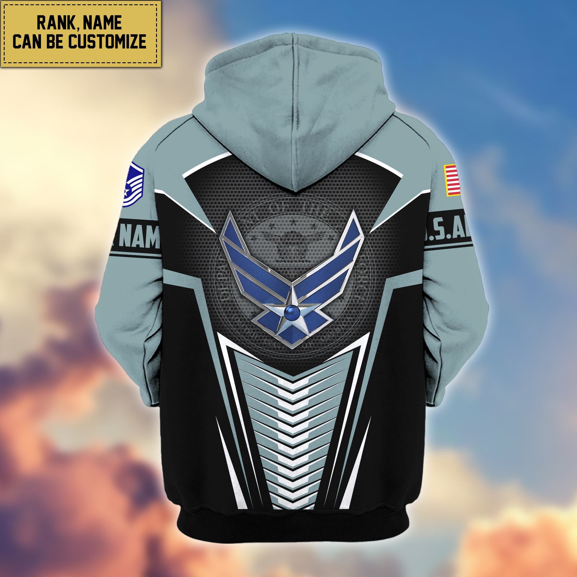 Premium USAF Zip Hoodie VPVC600804, Custom Name, Rank, Gifts For Air Force Veteran, Gifts For Veterans Day