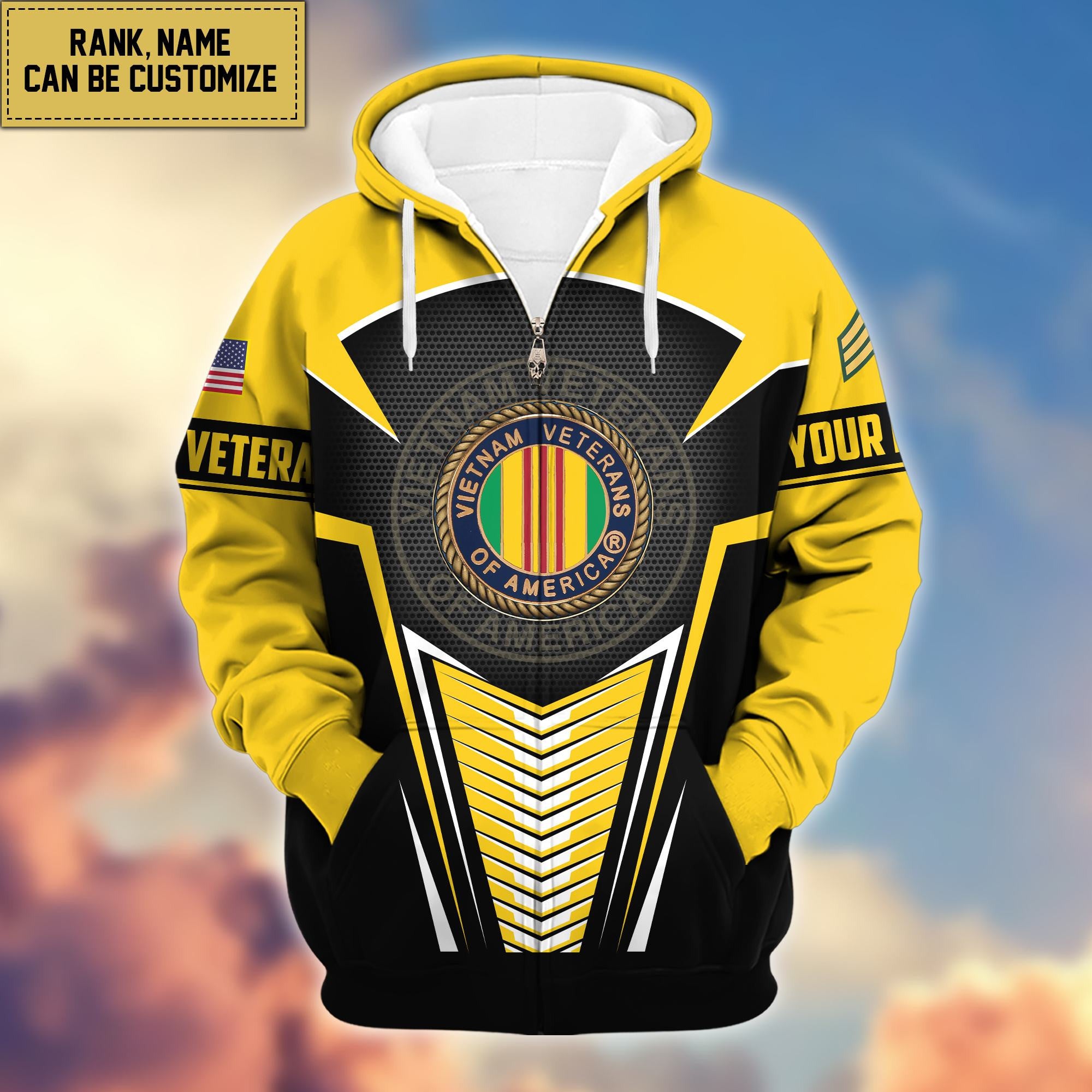 Premium Vietnam Veterans Zip Hoodie VPVC600806, Custom Name, Rank, Gifts For Vietnam Veterans