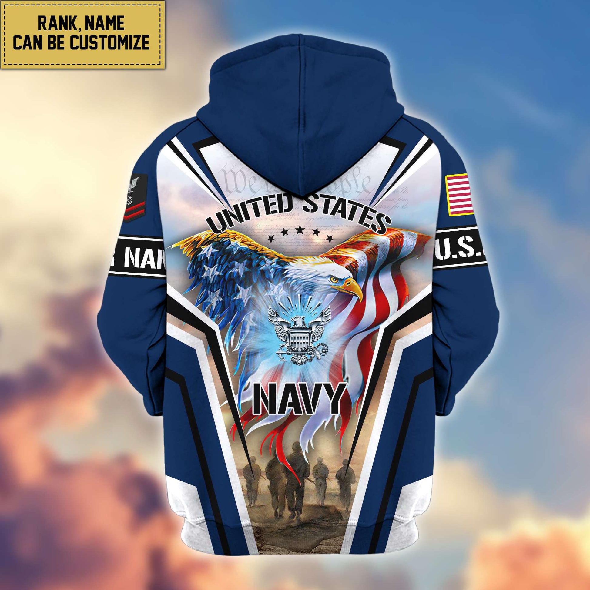 Premium US Navy Zip Hoodie VPVC600902, Custom Name, Rank, Gifts For Navy Veteran