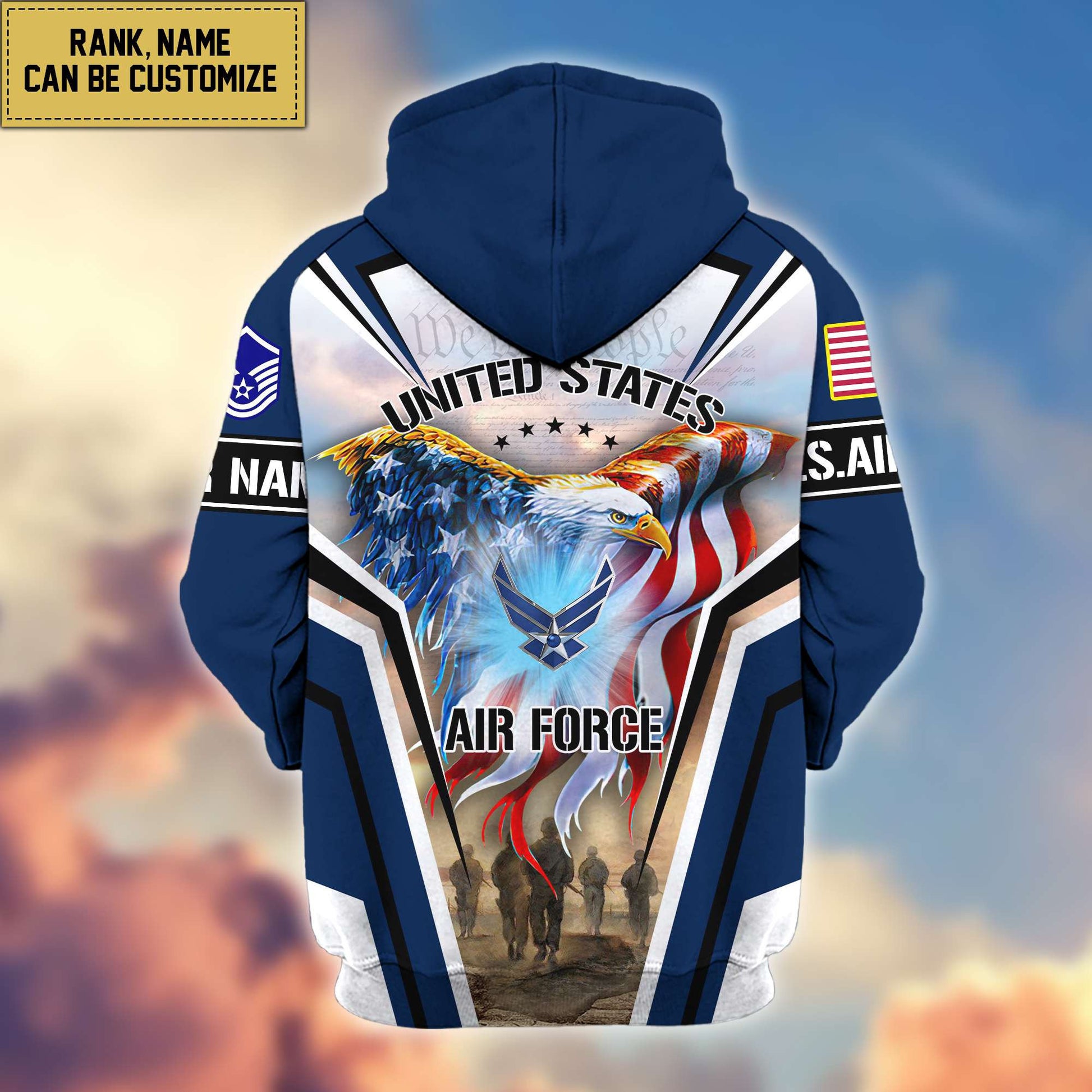 Premium USAF Zip Hoodie VPVC600904, Custom Name, Rank, Gifts For Air Force Veteran, Gifts For Veterans Day