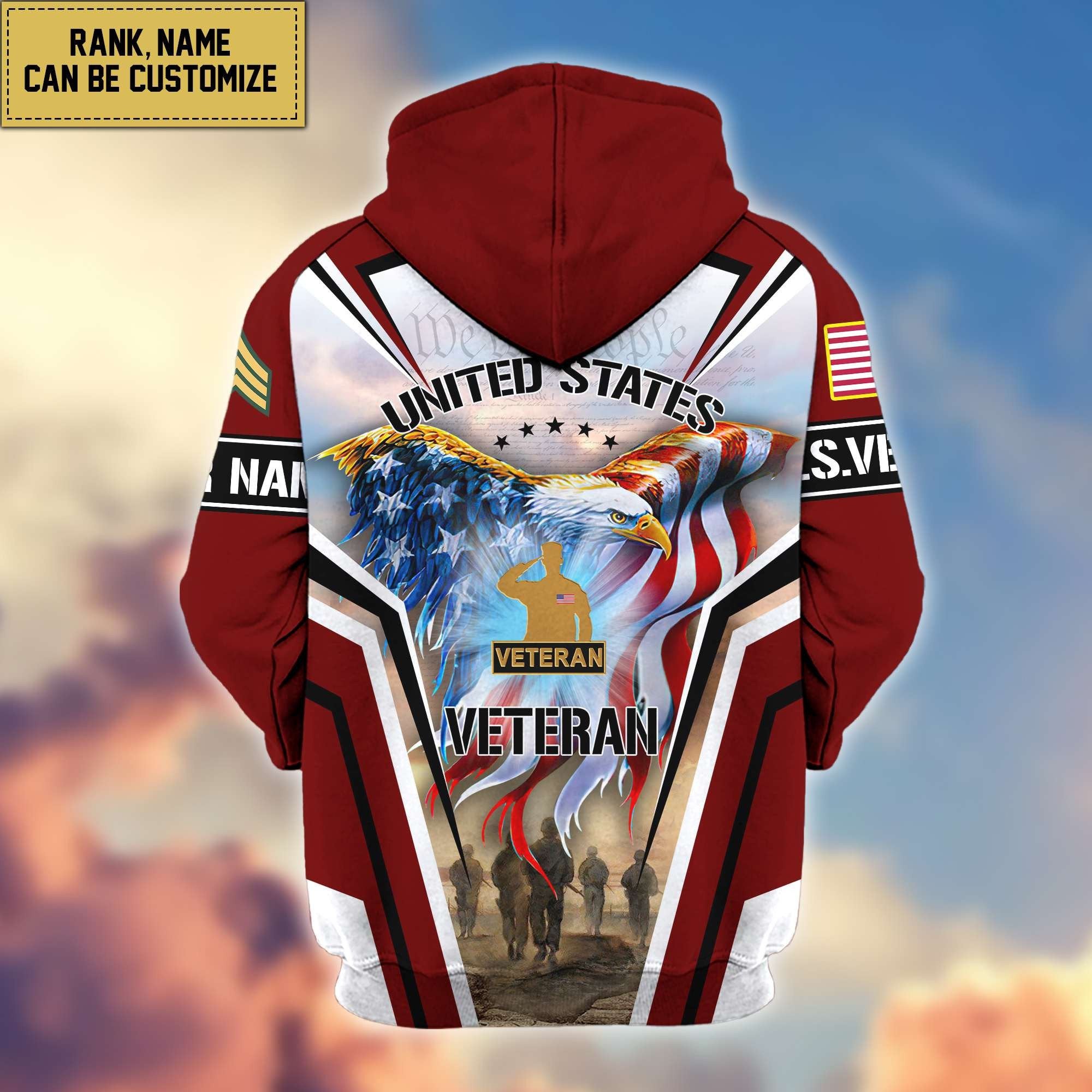 Premium US Veterans Zip Hoodie VPVC600907, Custom Name, Rank, Gifts For US Veterans