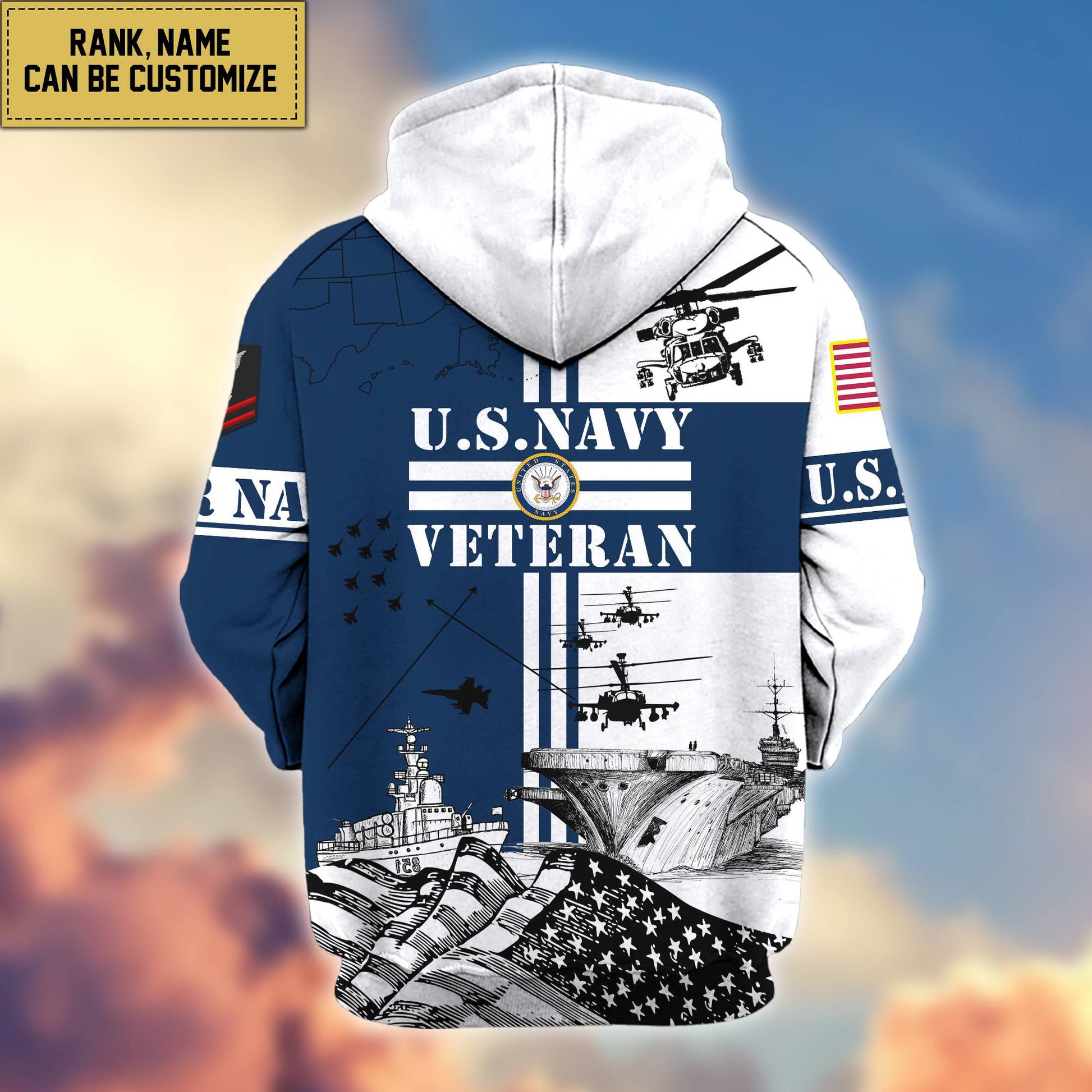 Premium US Navy Zip Hoodie VPVC601002, Gifts For Navy Veteran